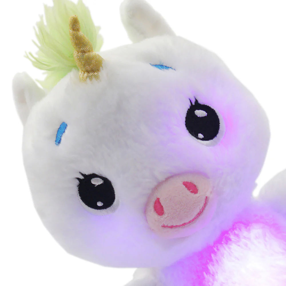 Happy Nappers Lullabrites Unicorn Musical Light-Up Plush - White & Green - Image 5