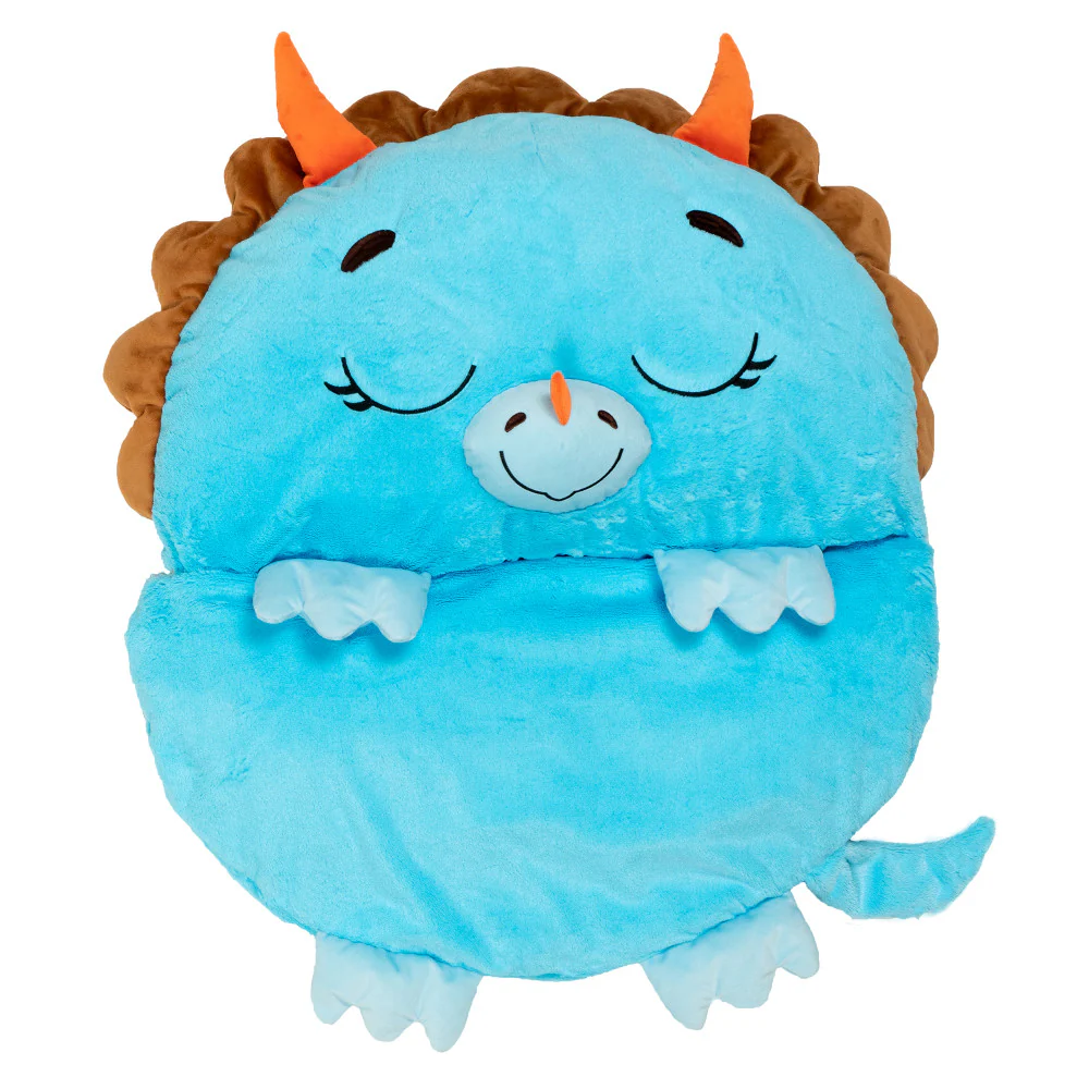 Happy Nappers Blue Triceratops Pillow & Sleepy Sack - 66 inch Large - Image 7