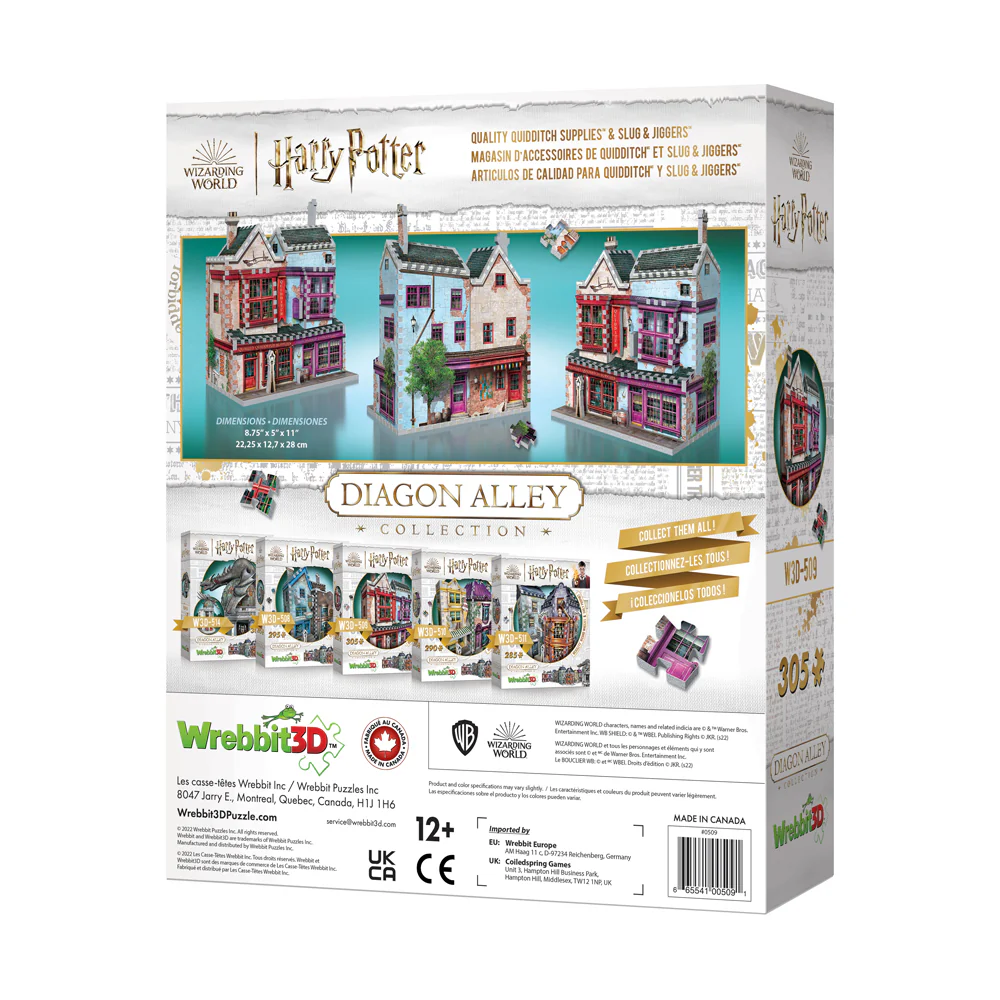 Wrebbit Harry Potter Diagon Alley Collection - Quality Quidditch Supplies & Slug & Jiggers 3D Puzzle, 305 Pieces - Image 3