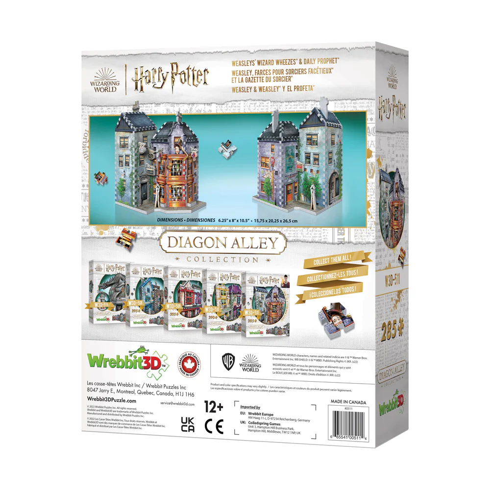 Wrebbit Harry Potter Diagon Alley Collection - Weasleys' Wizard Wheezes & Daily Prophet 3D Puzzle, 285 Pieces - Image 3