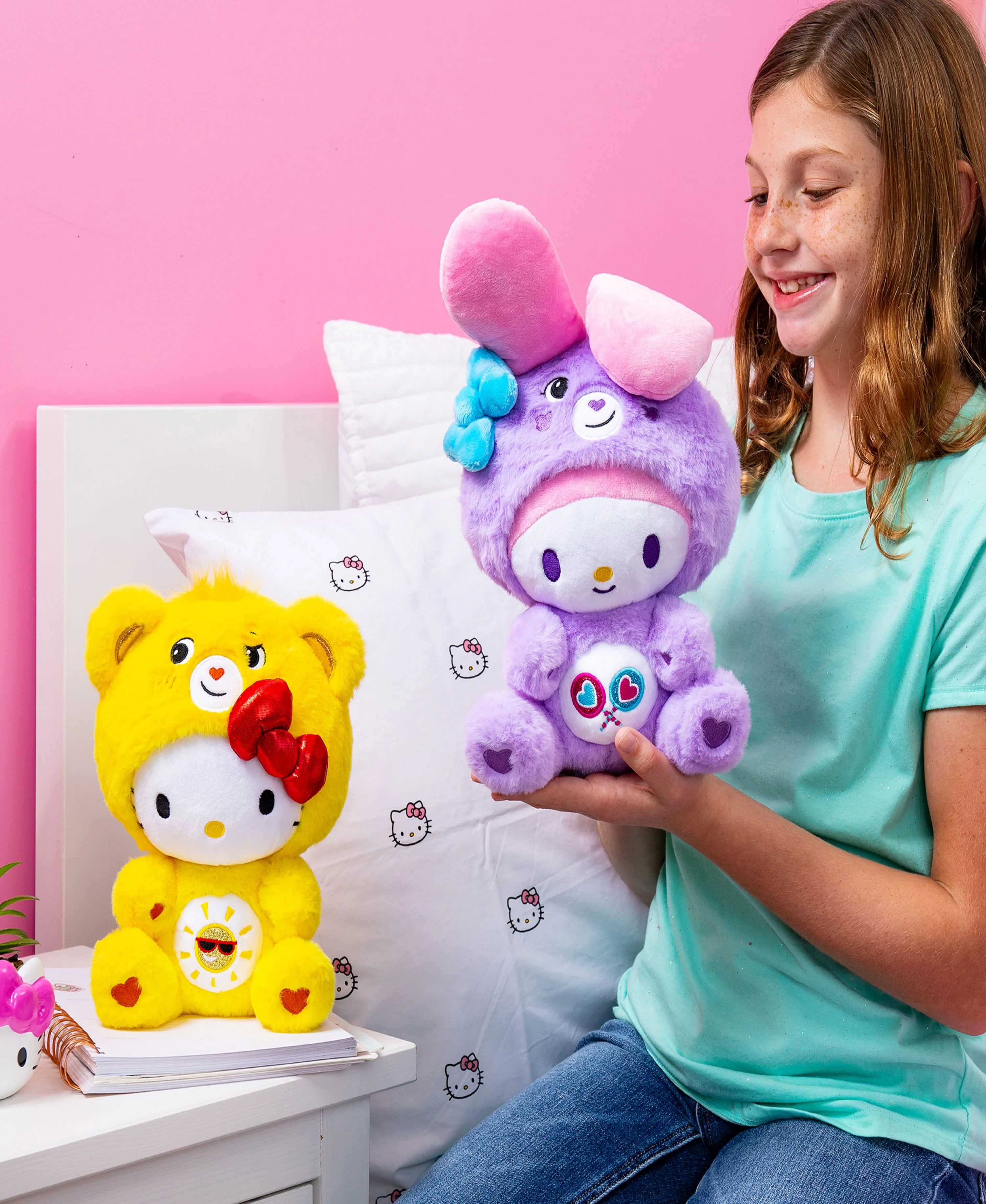 Hello Kitty X Care Bears 10 inch Plush Duo - Funshine & Share Bears - Image 3