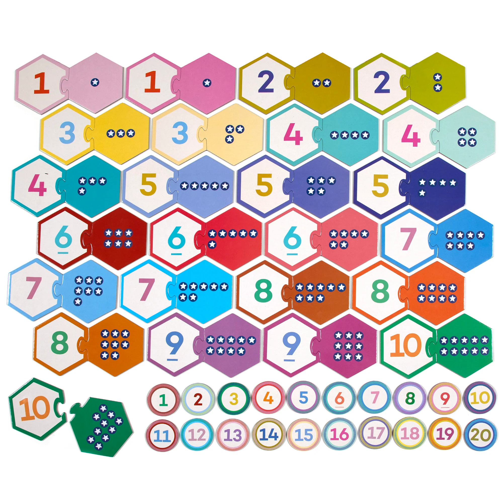 Hexagon Puzzle Pairs: Numbers - 25 pc - Image 2