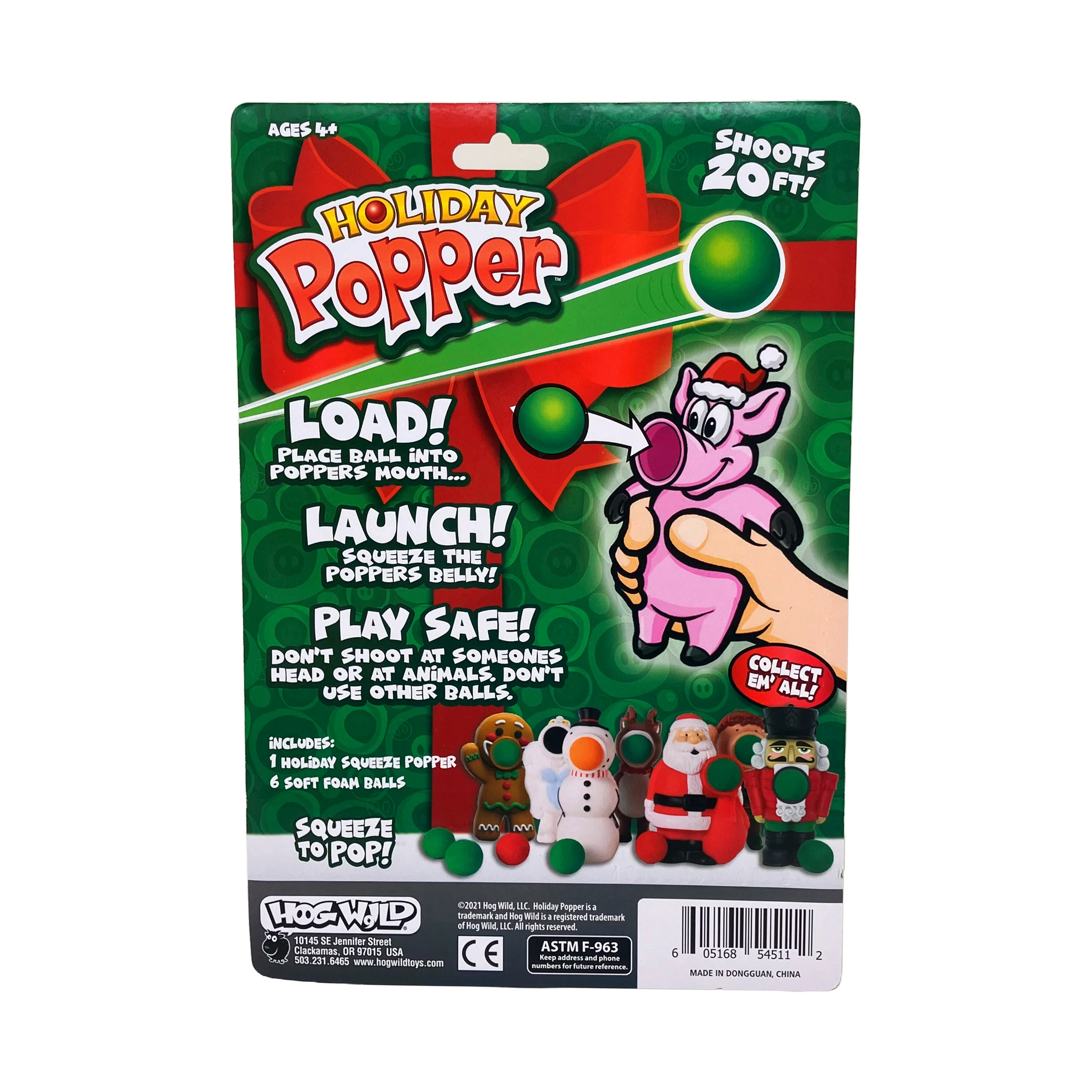 Hog Wild Santa Holiday Popper - Festive Foam Ball Launcher - Image 2