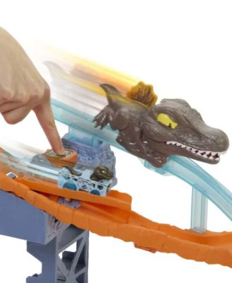 Hot Wheels RacerVerse Jurassic World Crash & Splash Track Set with Die-Cast Dinosaur Toy Car - Image 5