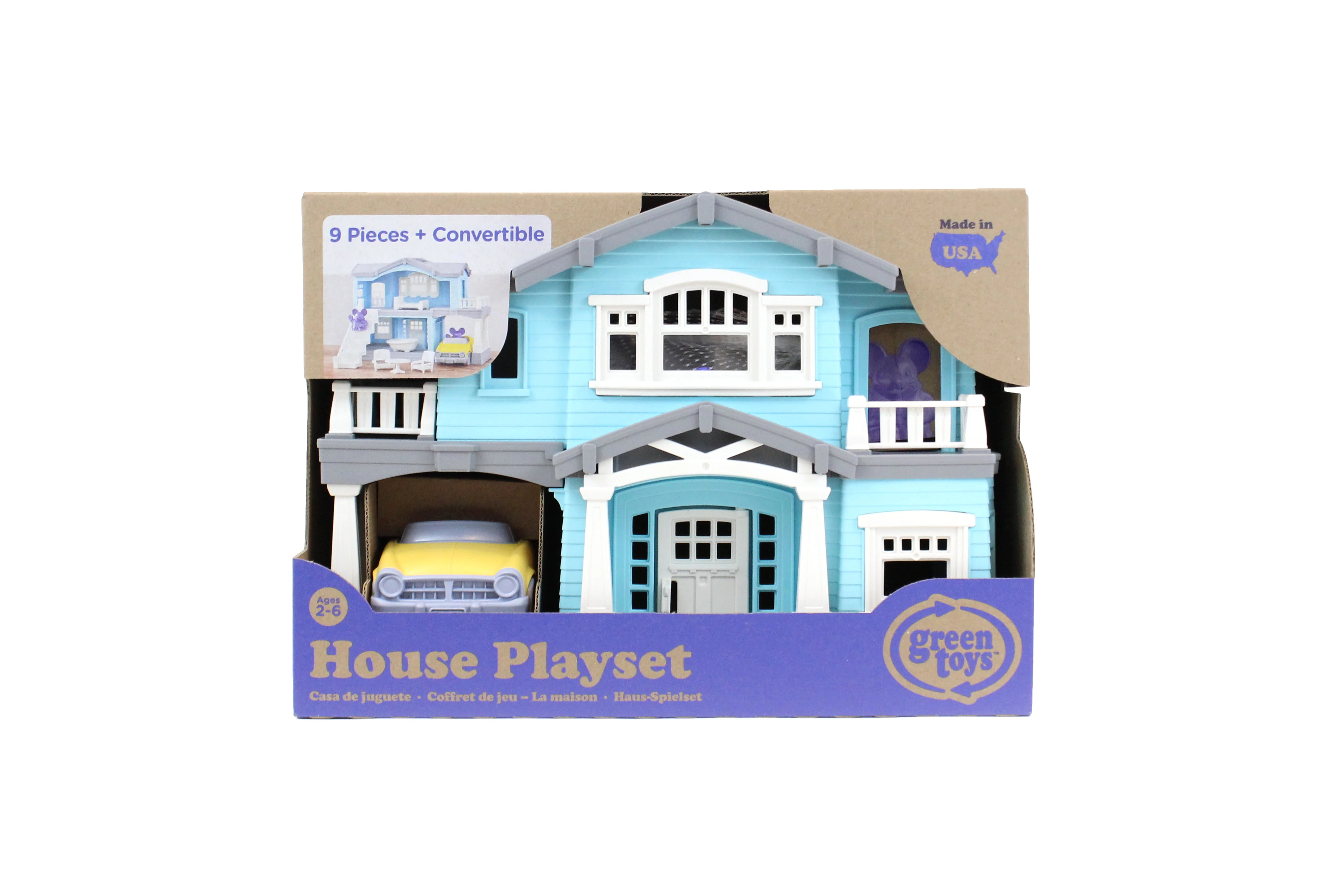 Green Toys House Playset With Convertible, 2 Mouse Figures And Furniture
