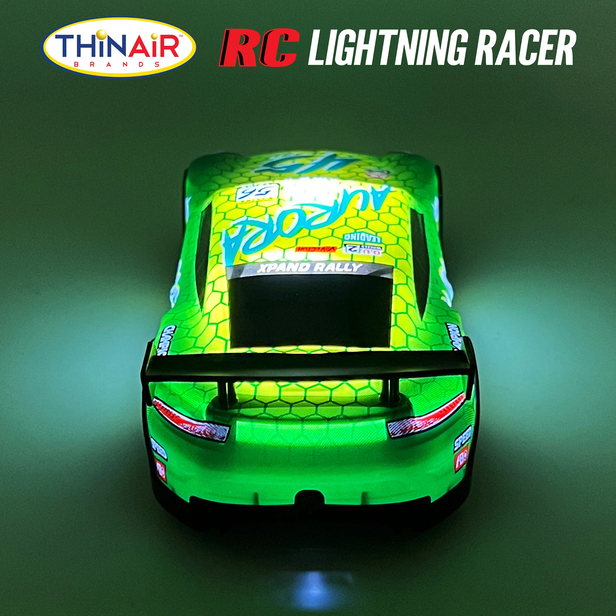 Hyper Drive RC Lightning Racer 1:40 Scale Radio Controlled Light-Up Car - Green & Yellow - Image 4