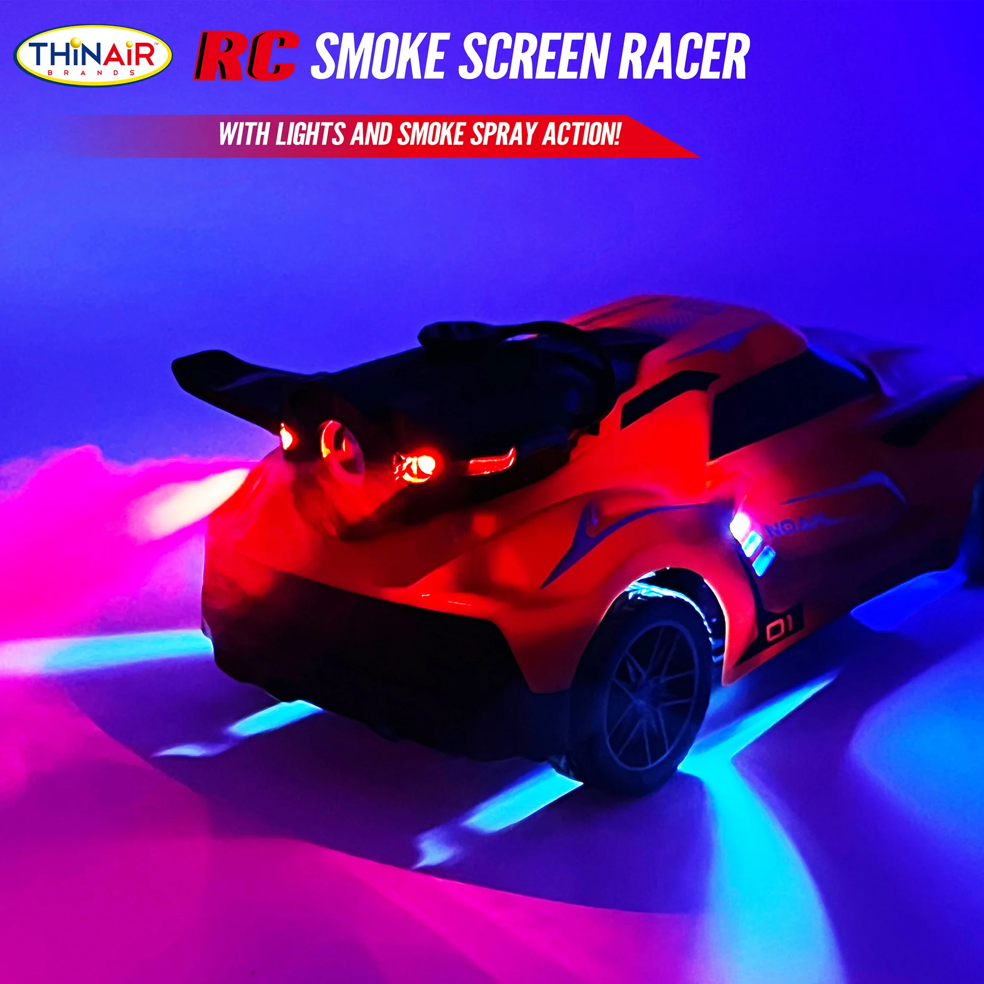 Thin Air Brands Hyper Drive RC Smoke Screen Racer - Red Light-Up Car with Vapor Mist - Image 5