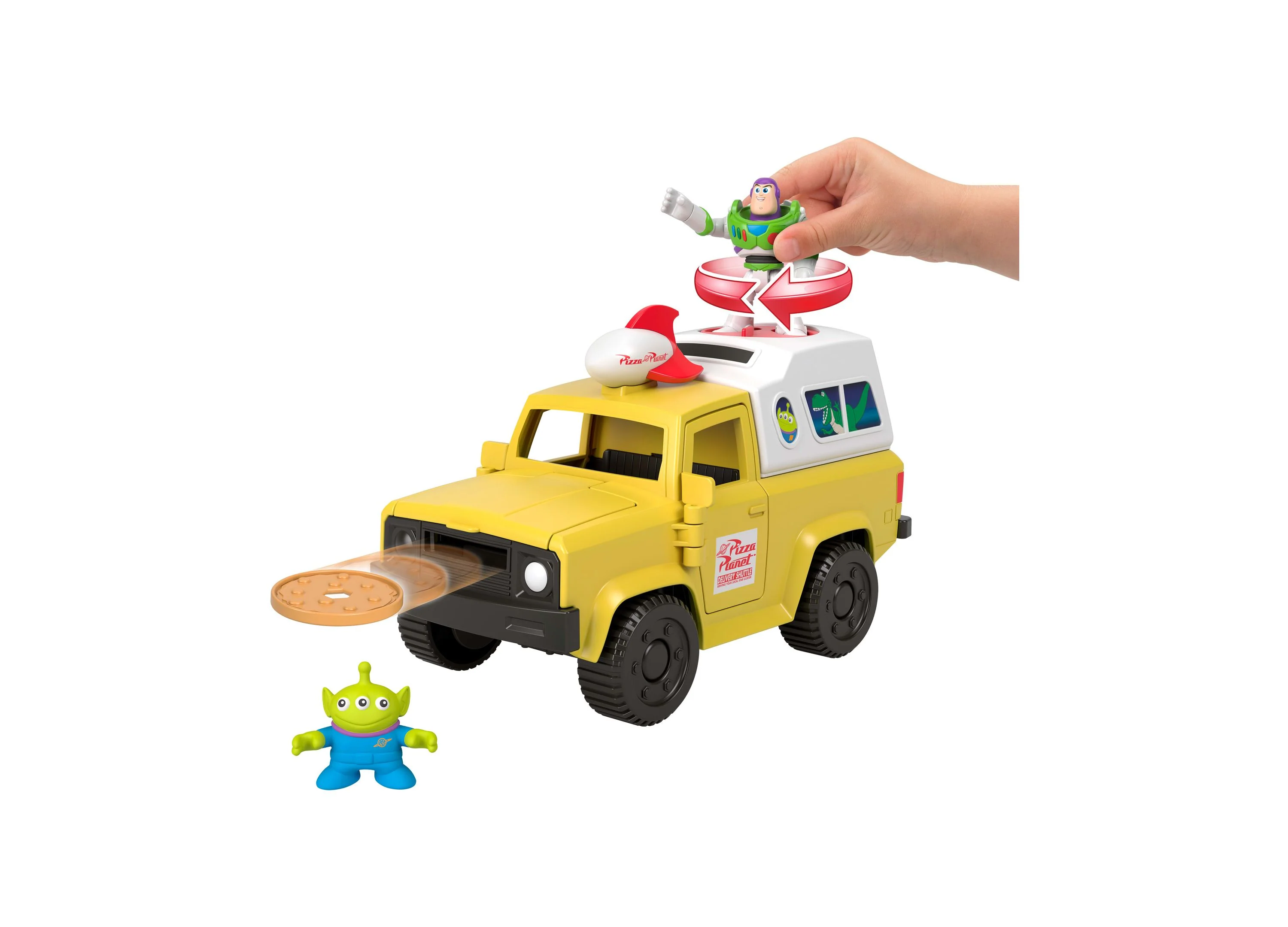 Imaginext Toy Story Pizza Planet Truck with Buzz Lightyear and Alien Figures - Image 3