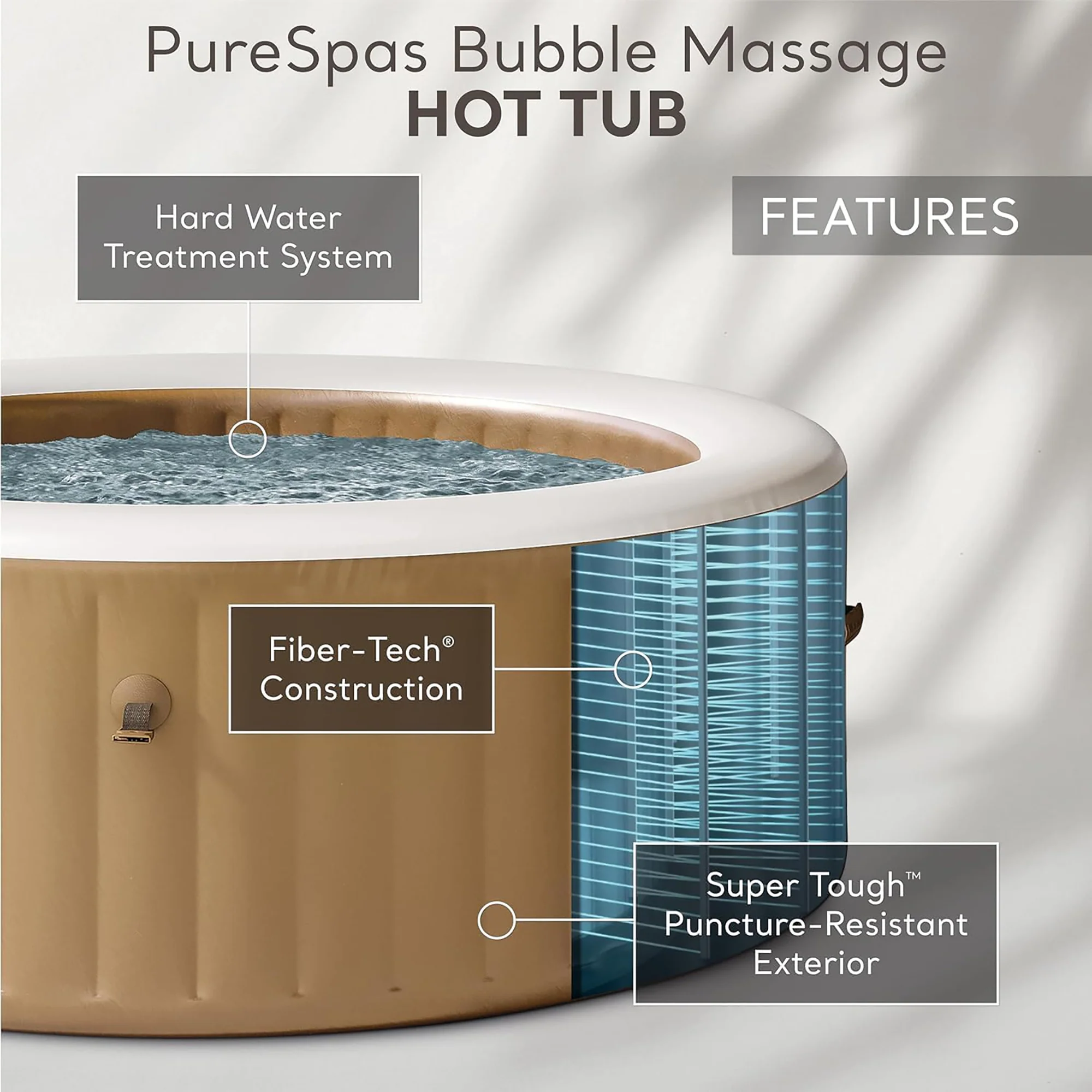 Intex PureSpa Sahara Tan 4-Person Inflatable Hot Tub – 77" Round with Jets - Image 2