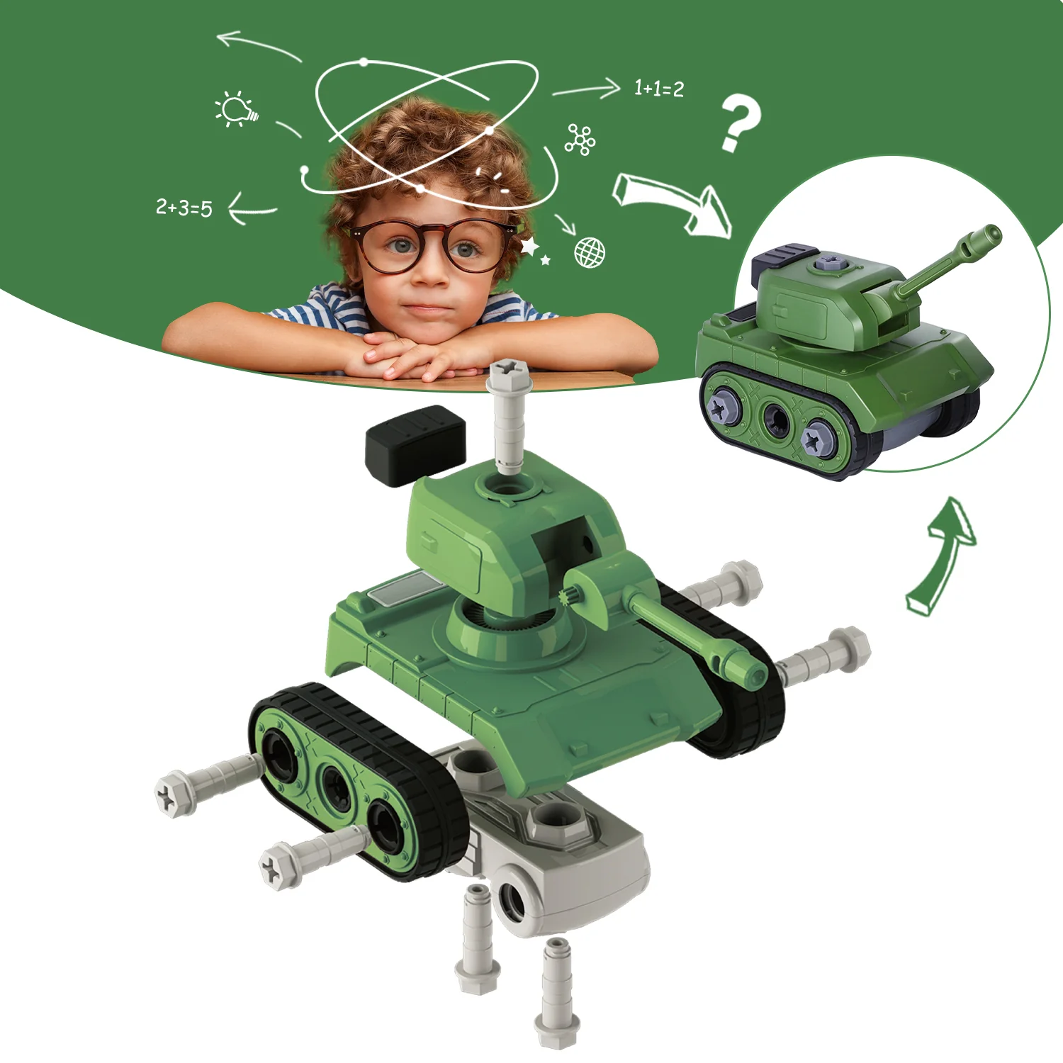 IPLAY ILEARN Take-A-Part Army Jeep Kid Toy Military Set - Image 2