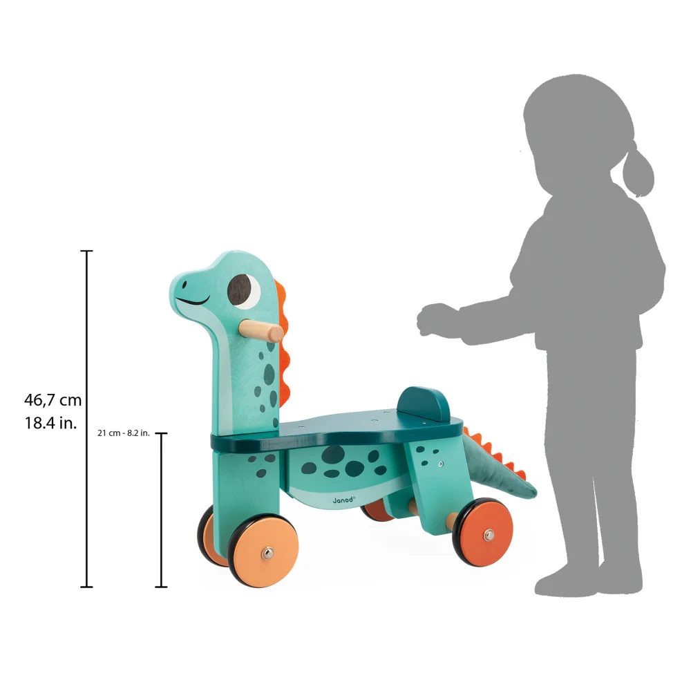 Janod Dino - Ride On Dino Portosaurus - Whimsical Wooden Steed - Image 2