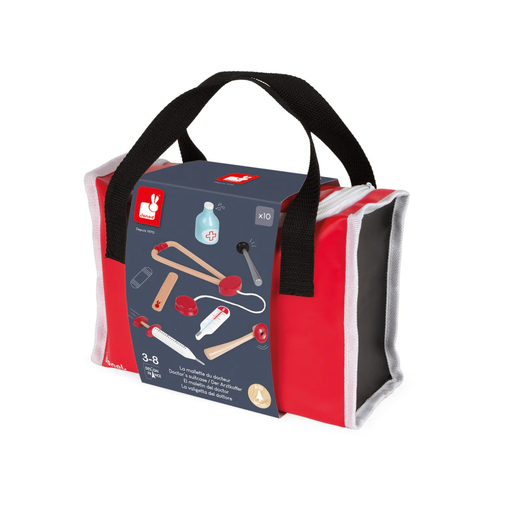 Janod 10-Piece Wooden Doctor's Suitcase Playset - Image 3