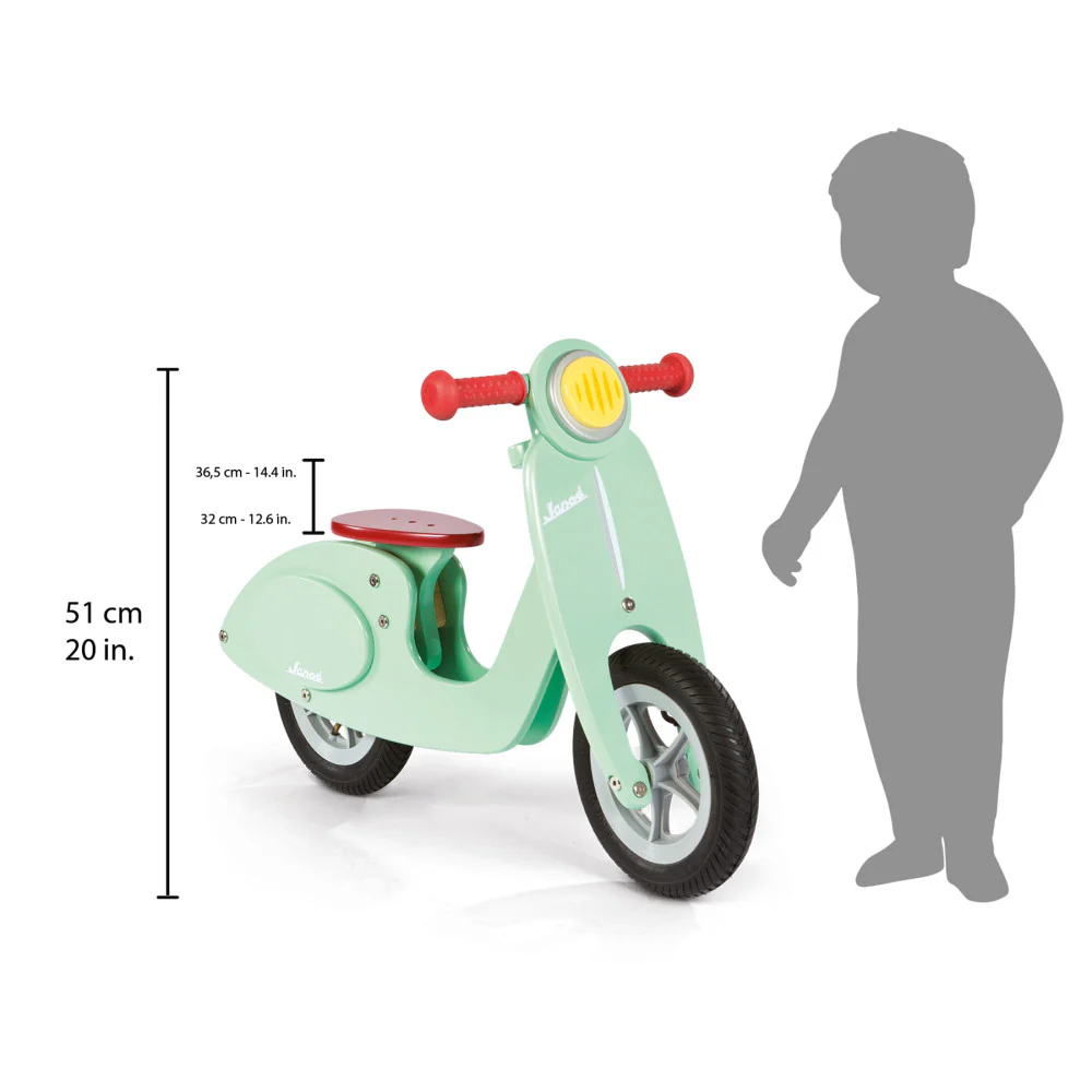 Janod Mint Scooter - Adjustable Wooden Balance Bike - Image 2