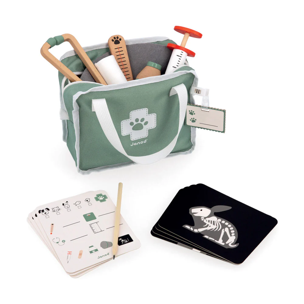 Janod 15-Piece Vet Suitcase Toy Set - Image 3
