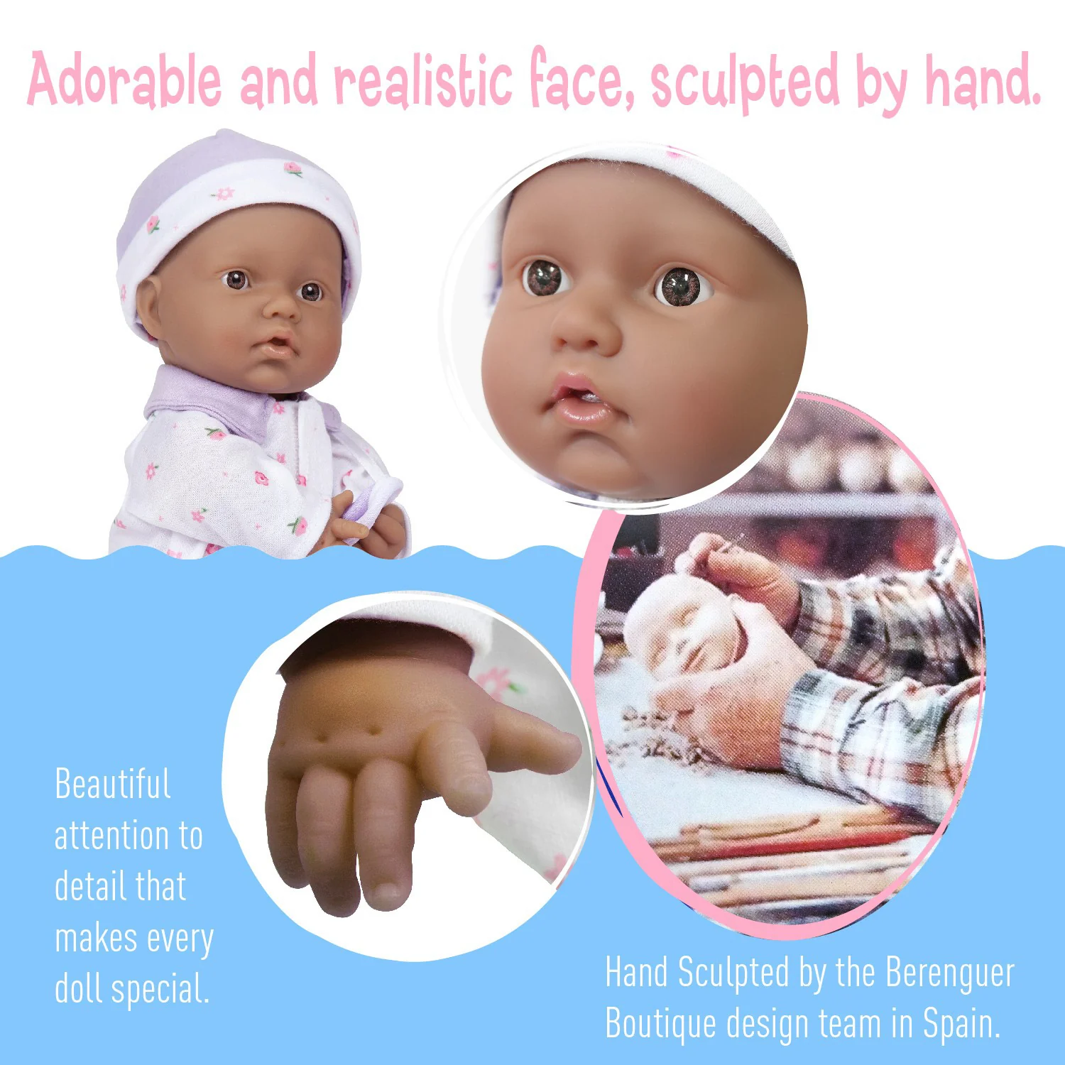 JC Toys La Baby Soft 11-inch Doll with Blue Blanket and Matching Pacifier - Image 7