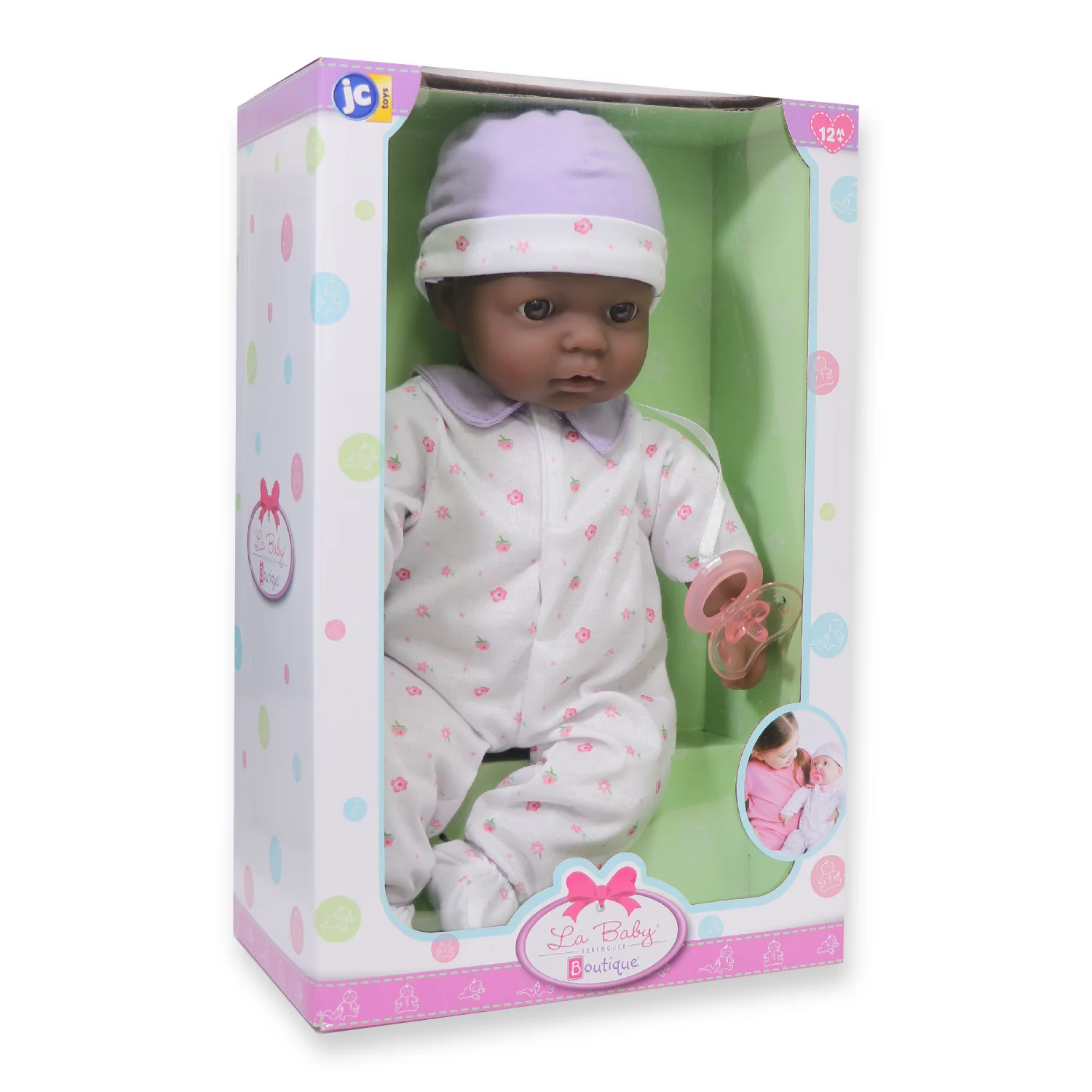 JC Toys La Baby Soft 16-Inch Doll with Purple Sleeper and Pacifier - Image 3