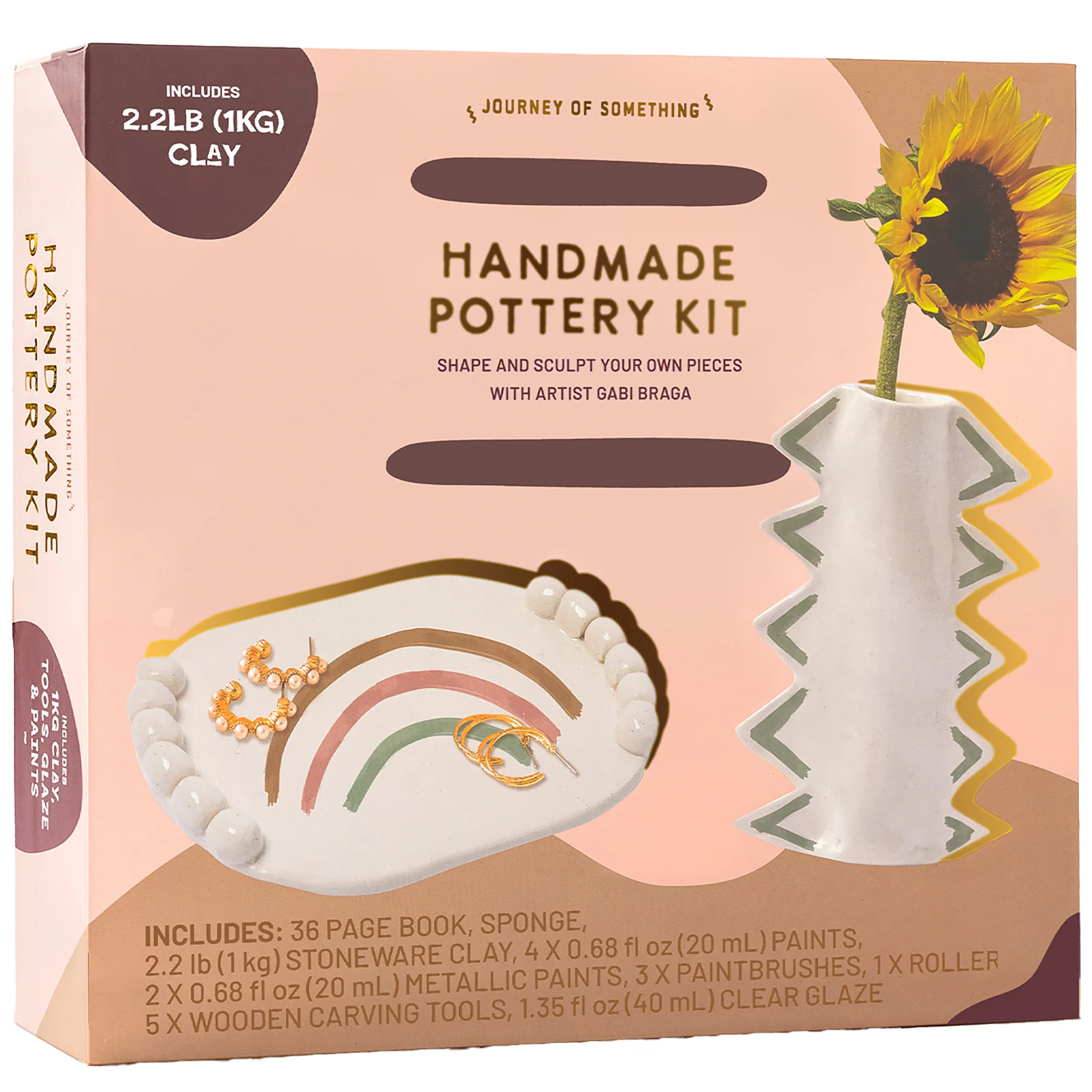Journey Of Something Handmade Pottery Kit With Clay, Tools & Paints
