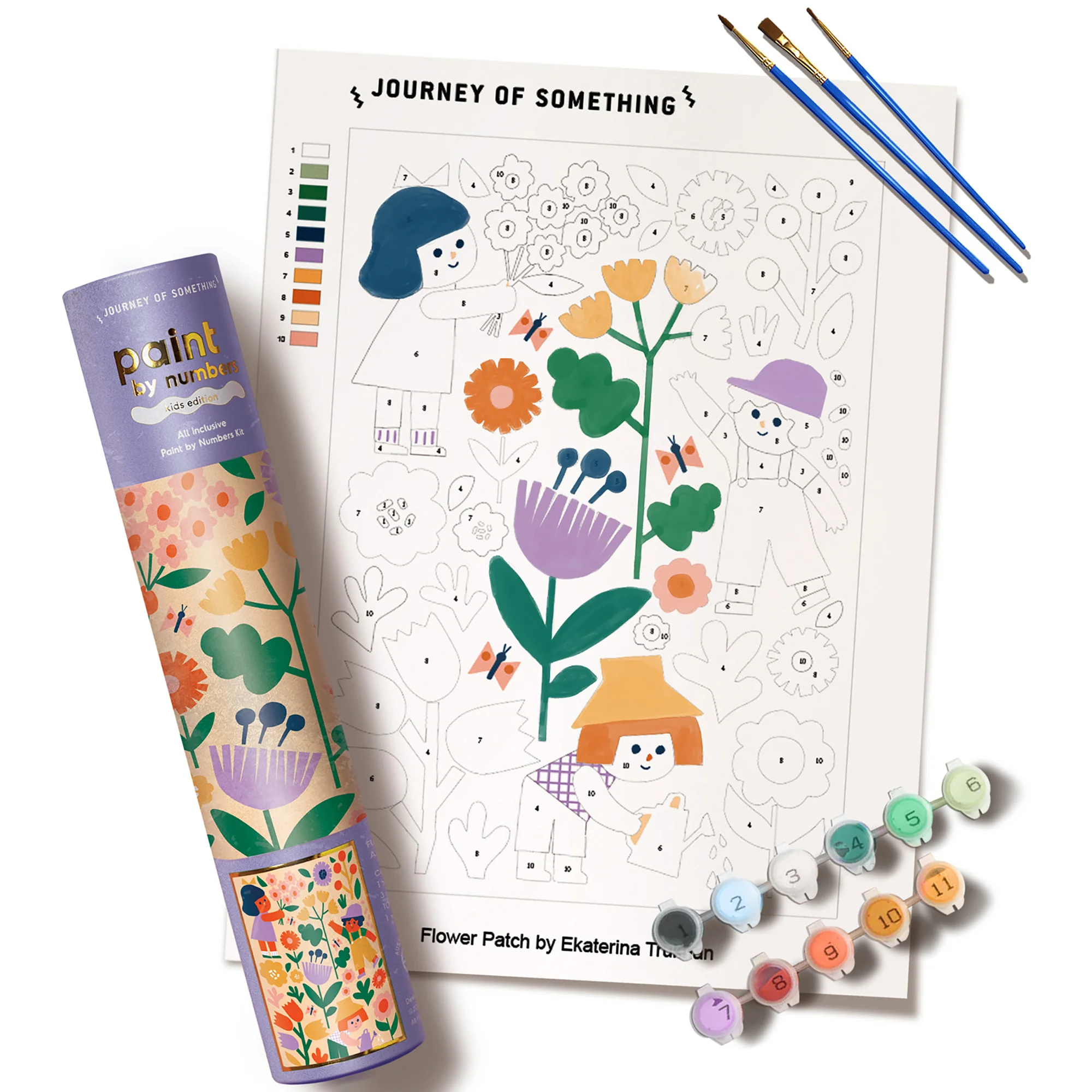 Journey Of Something Flower Patch Paint By Numbers Kit With 18 Paint Pots