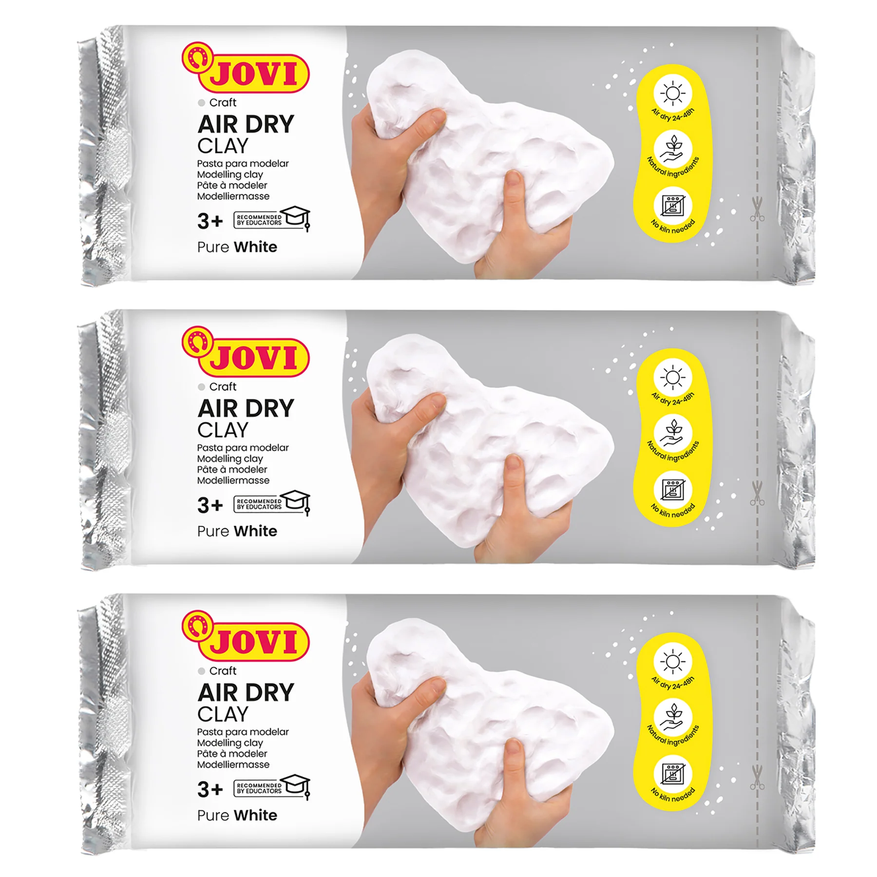 JOVI Natural Air Dry Clay Set - White, 1.1lb Each, Pack of 3