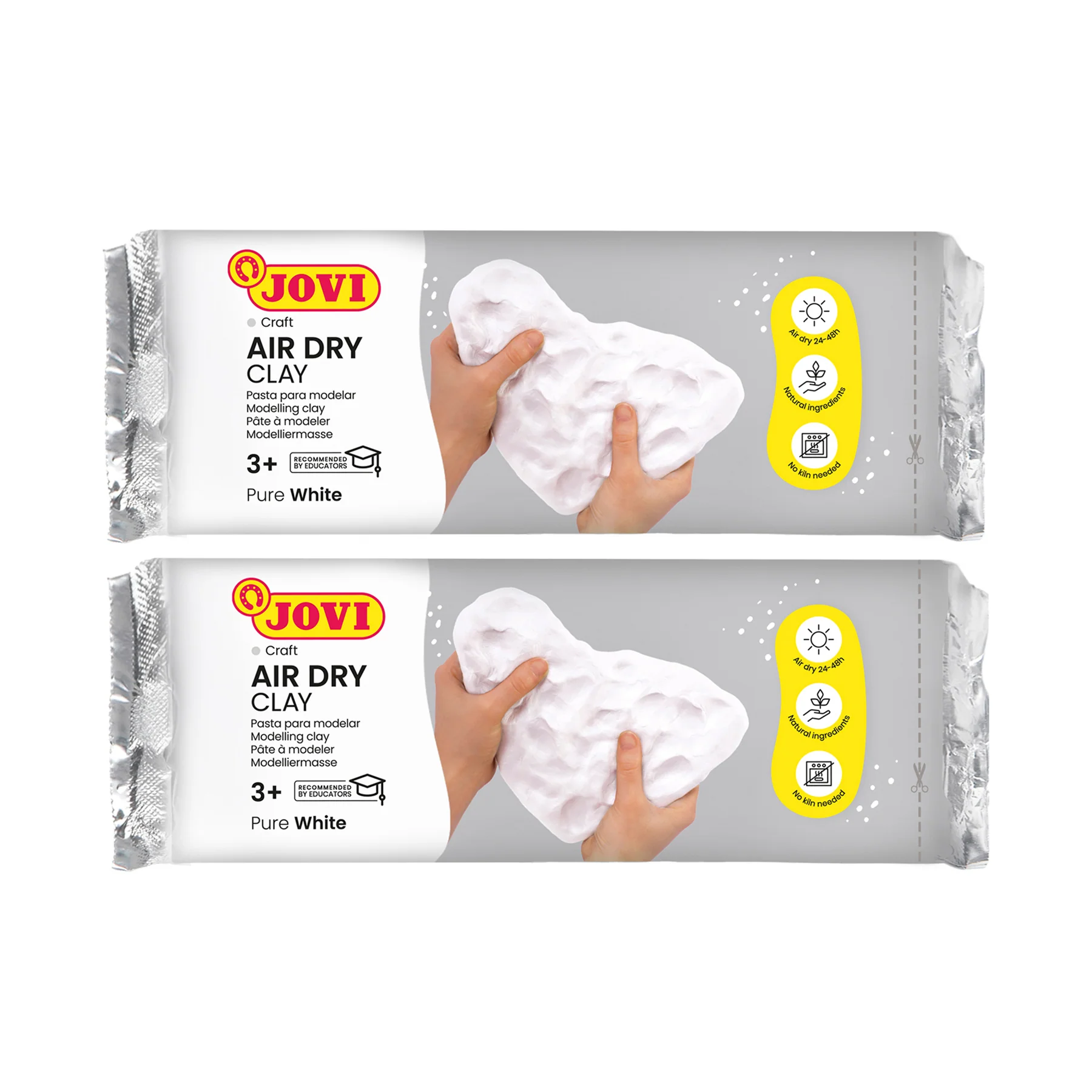 JOVI No-Bake Craft Air Dry Clay, White, 2.2lb Bar, 2-Pack