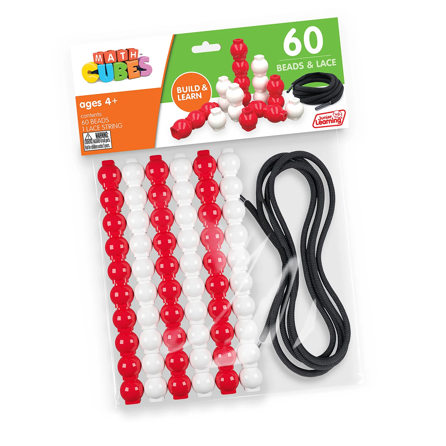 Junior Learning 60 Bead Cubes and Laces - Educational Counting and Sorting Toy - Image 2