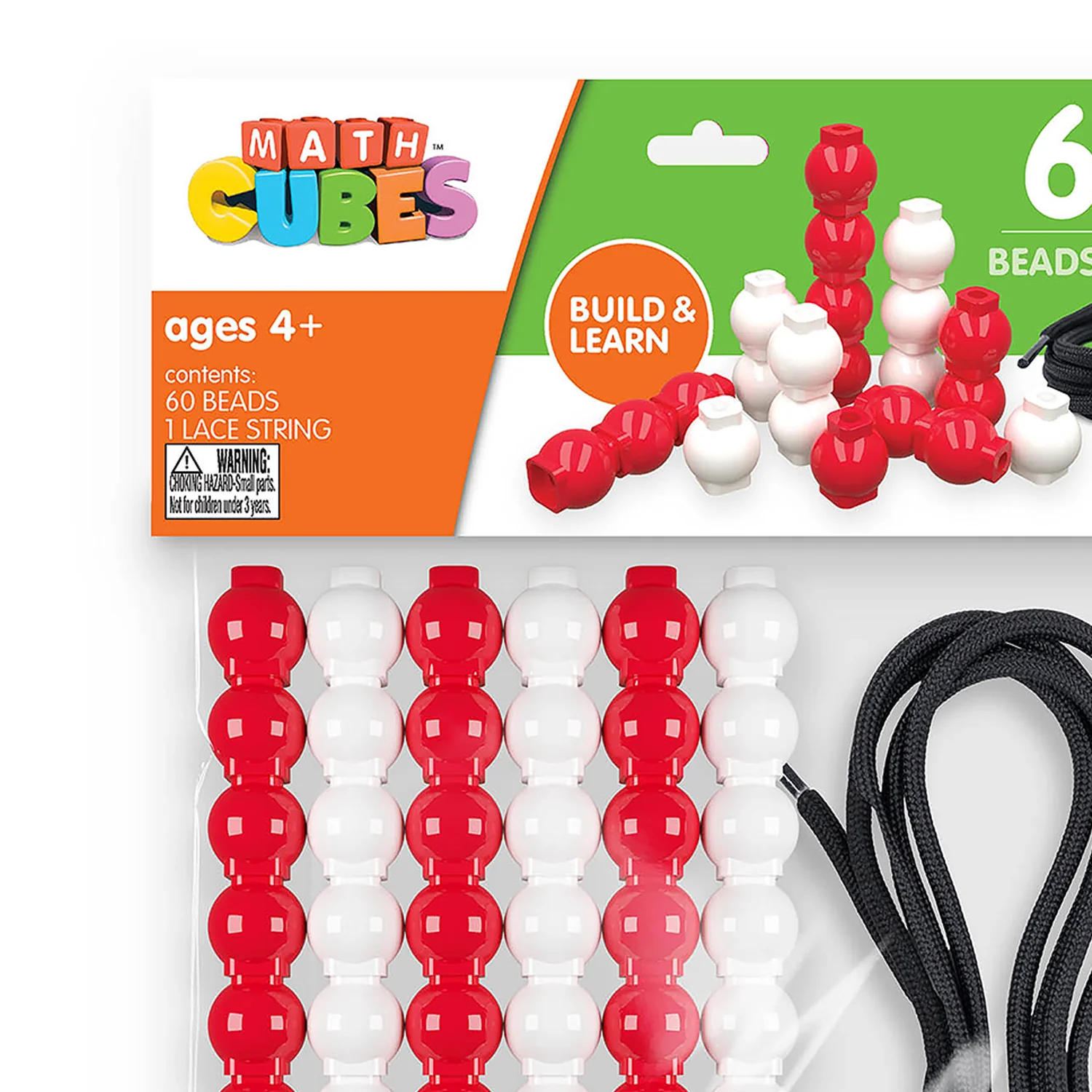 Junior Learning 60 Bead Cubes and Laces - Educational Counting and Sorting Toy - Image 3