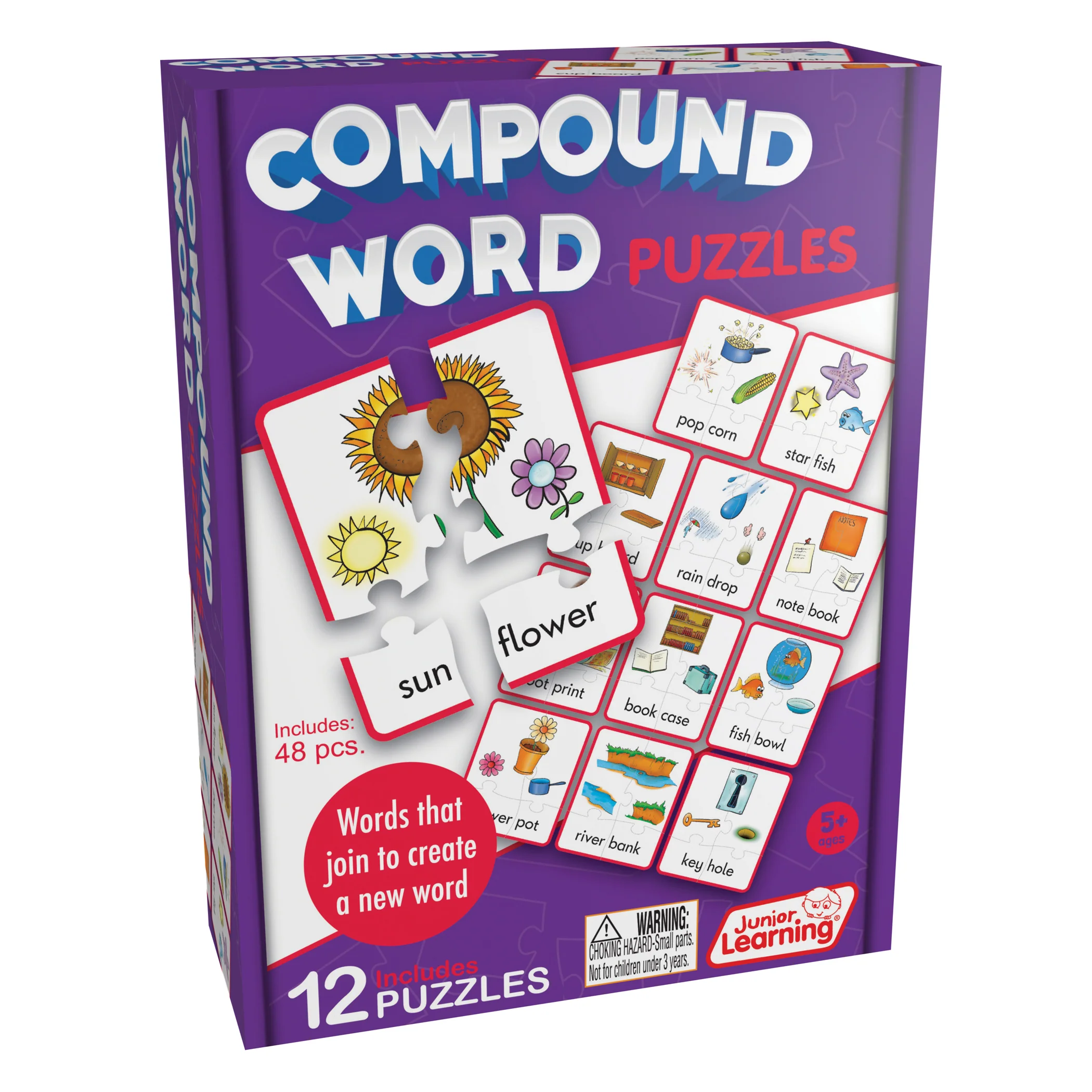 Junior Learning Compound Word Puzzles - Multicolored Language Game - Image 2