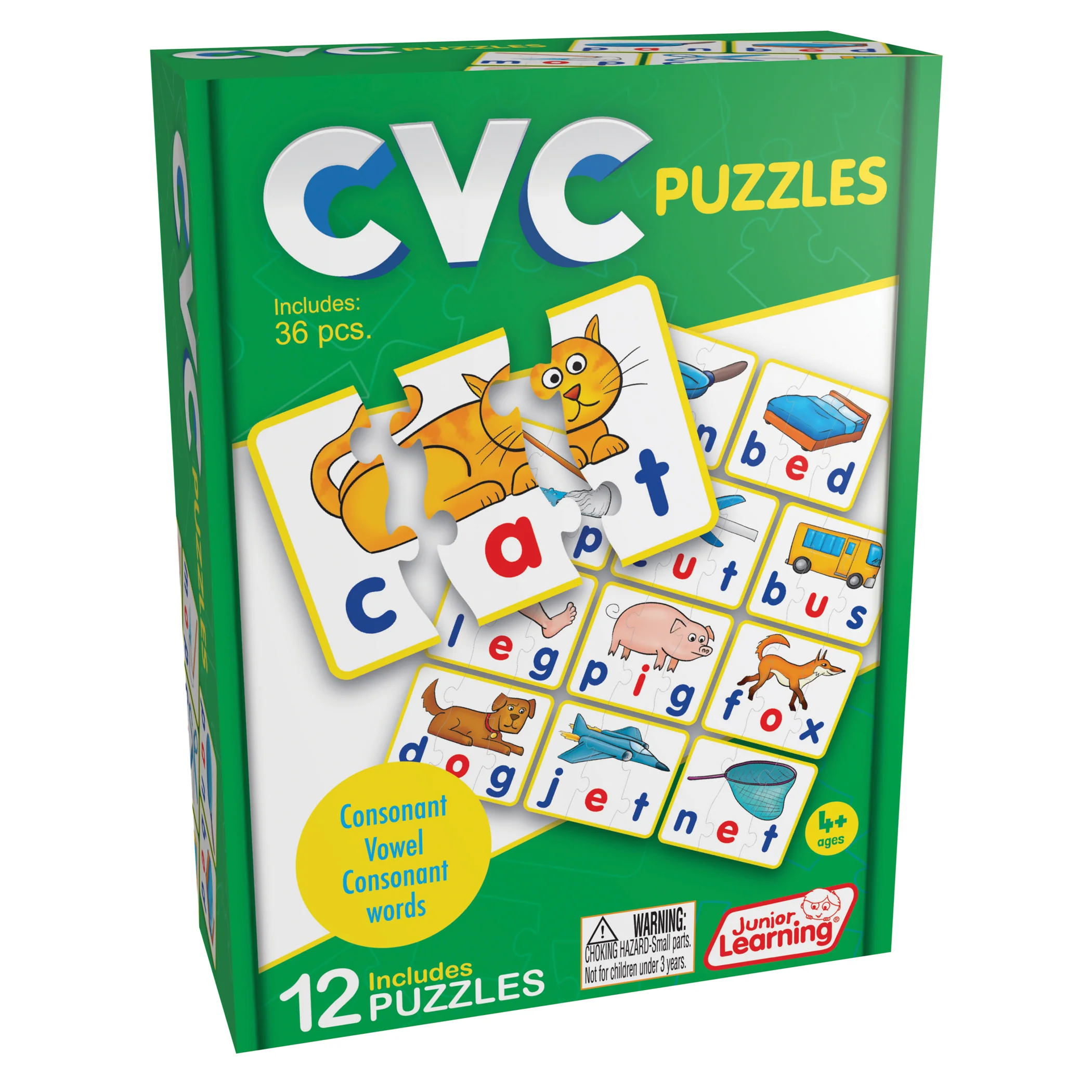 Junior Learning CVC Word Builder Puzzles - Multicolored - 36 Piece Set - Image 2