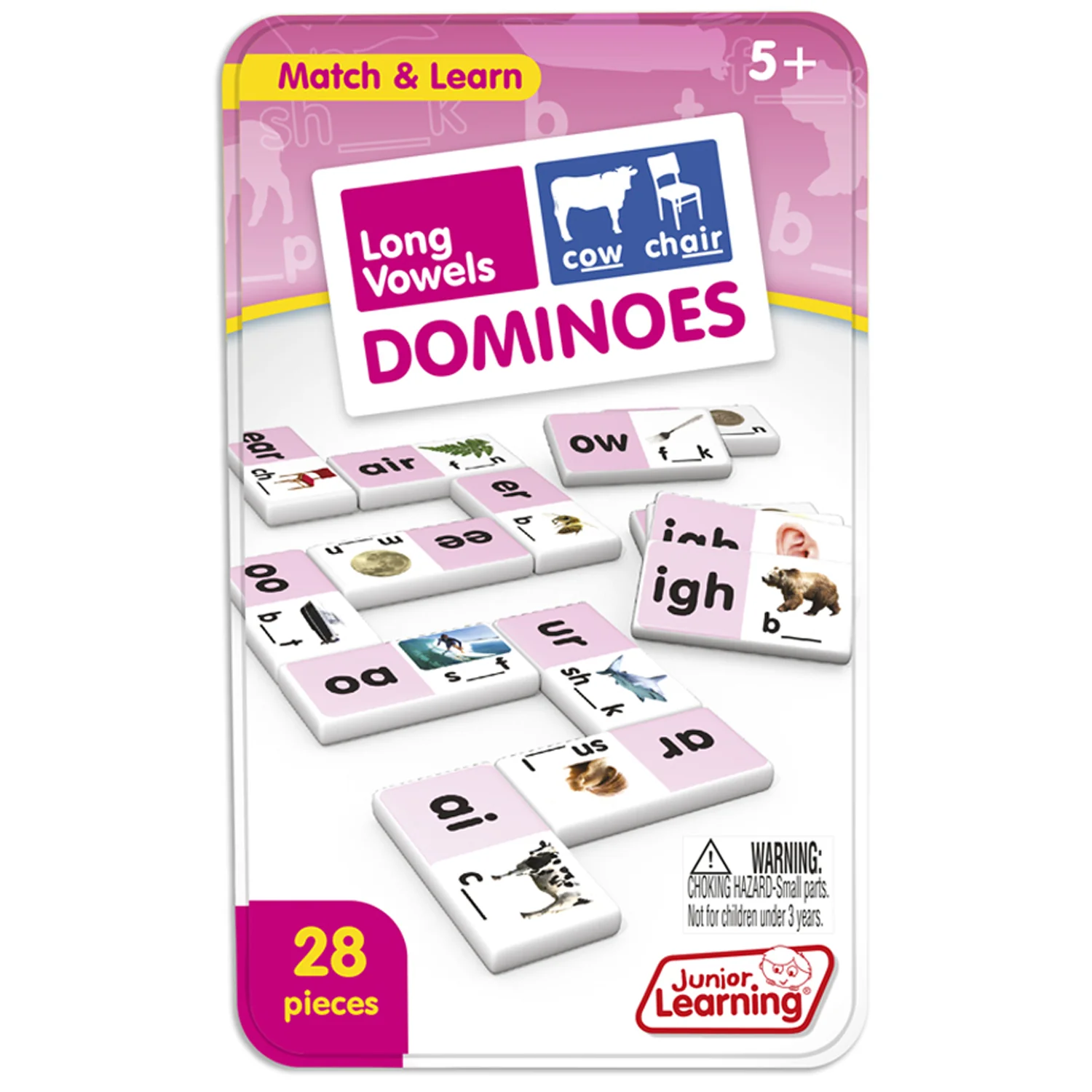 Junior Learning Long Vowel Dominoes - Multiplayer Educational Game Set - Image 2