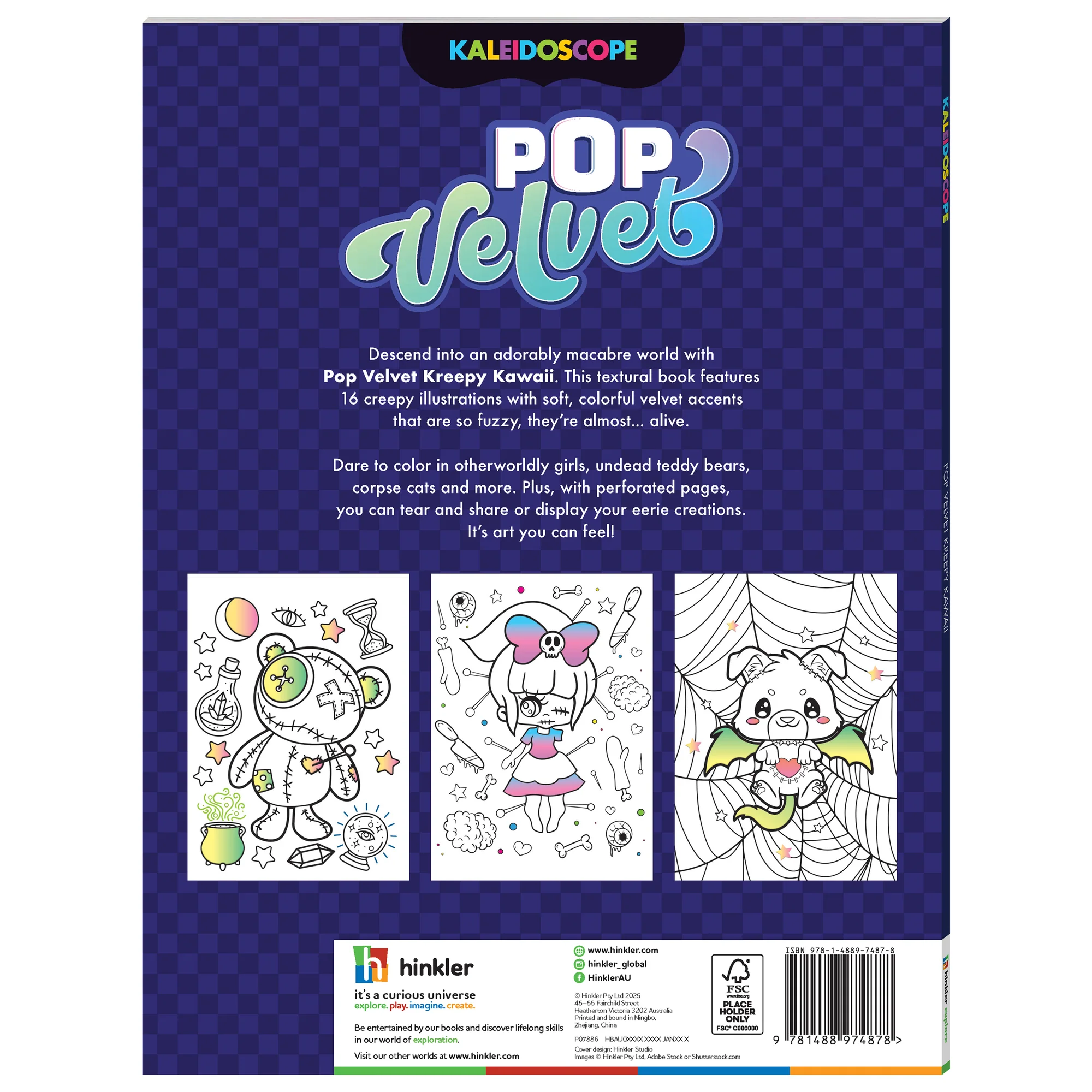 Kaleidoscope Pop Velvet Coloring Book - Kreepy Kawaii 32-Page - Image 3