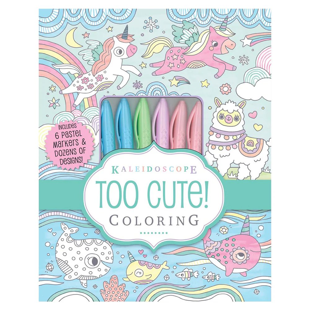 Kaleidoscope Adorable Animals Coloring Kit with Pastel Markers
