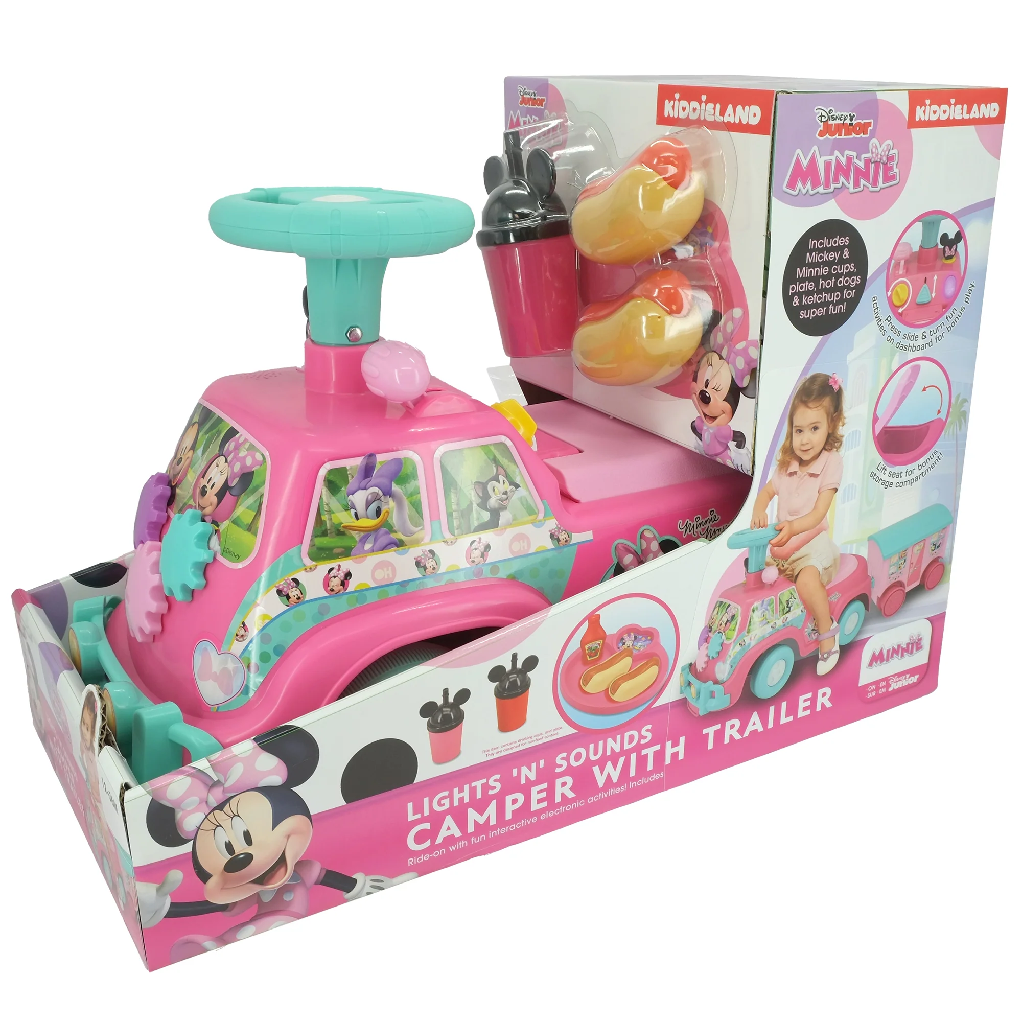 Disney Minnie Mouse Lights N' Sounds Camper - Kiddieland Foot-To-Floor Ride-On - Image 3