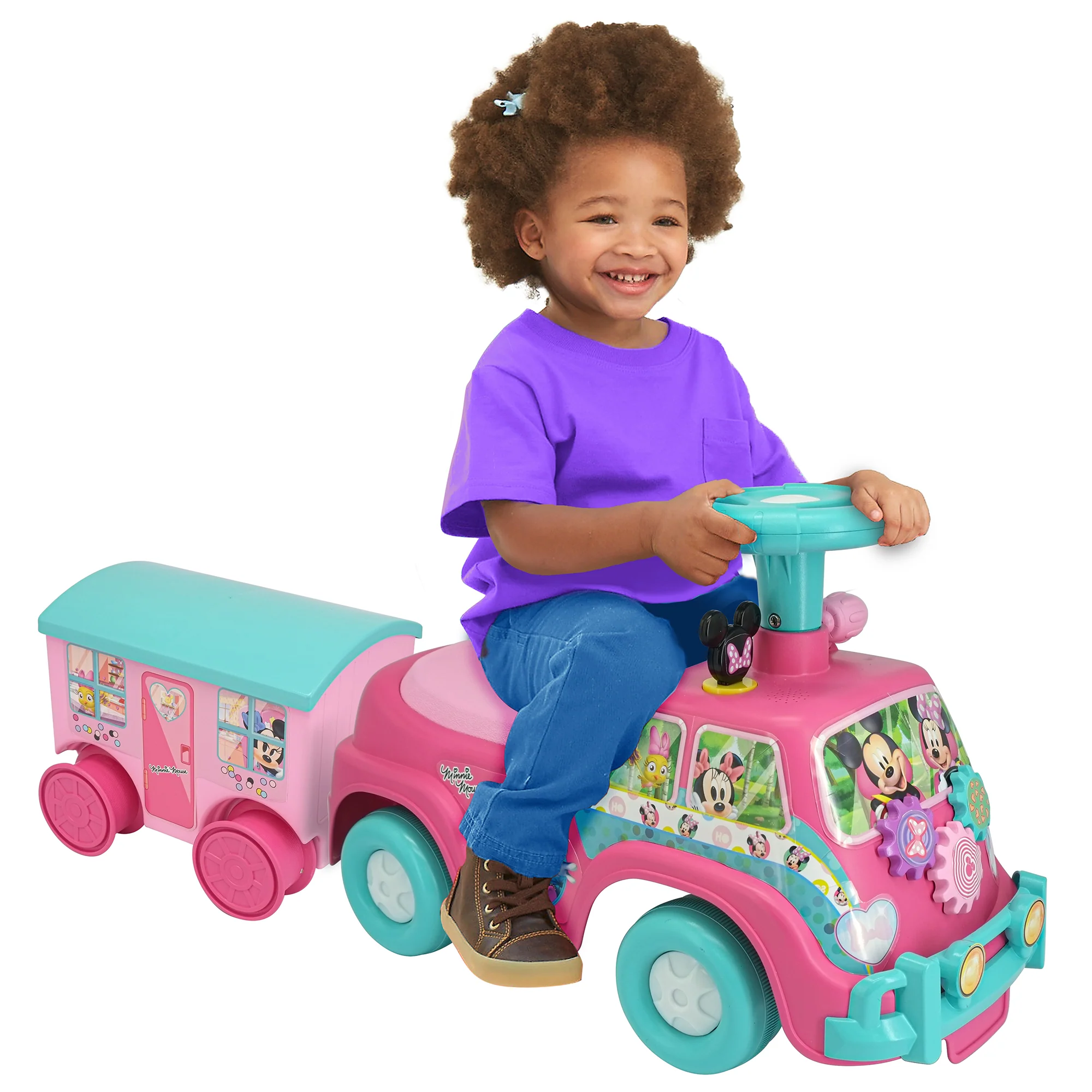 Disney Minnie Mouse Lights N' Sounds Camper - Kiddieland Foot-To-Floor Ride-On - Image 5