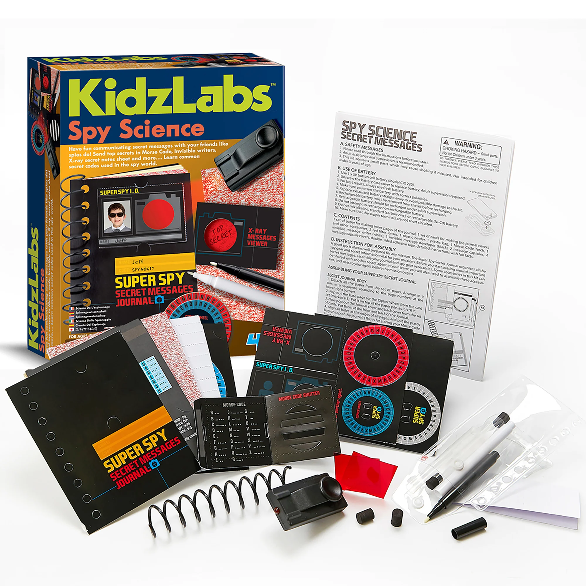 KidzLabs Spy Science Kit With Invisible Ink And Morse Code Tools - Image 3