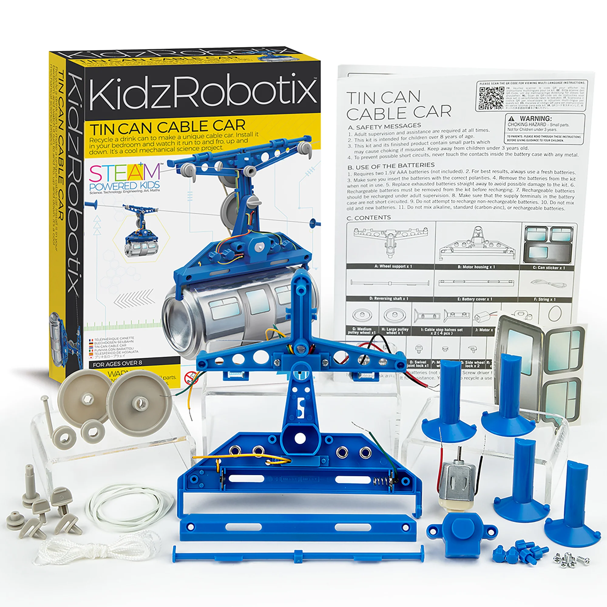KidzRobotix Tin Can Cable Car Recycled Engineering Kit - Image 3