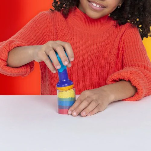 Kinetic Sand Rainbow Mix n Stack Set - Colorful Sculpting Kit - Image 4