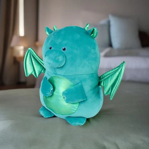 Kobioto Enchanted Dragon 18 inch Plush - Turquoise with Shimmering Green Wings - Image 4