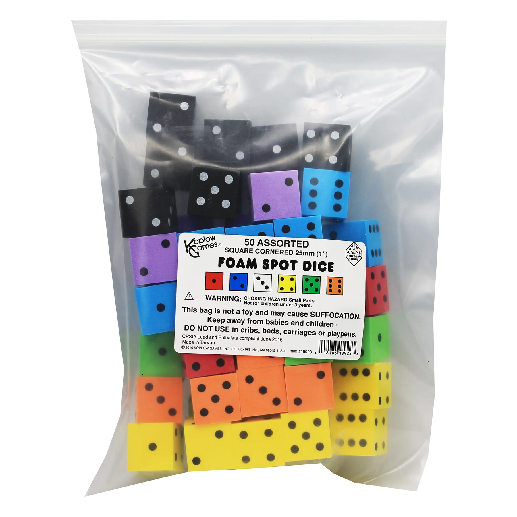 Koplow Games Colorful Foam Spot Dice Set, 50 Pieces - Image 2