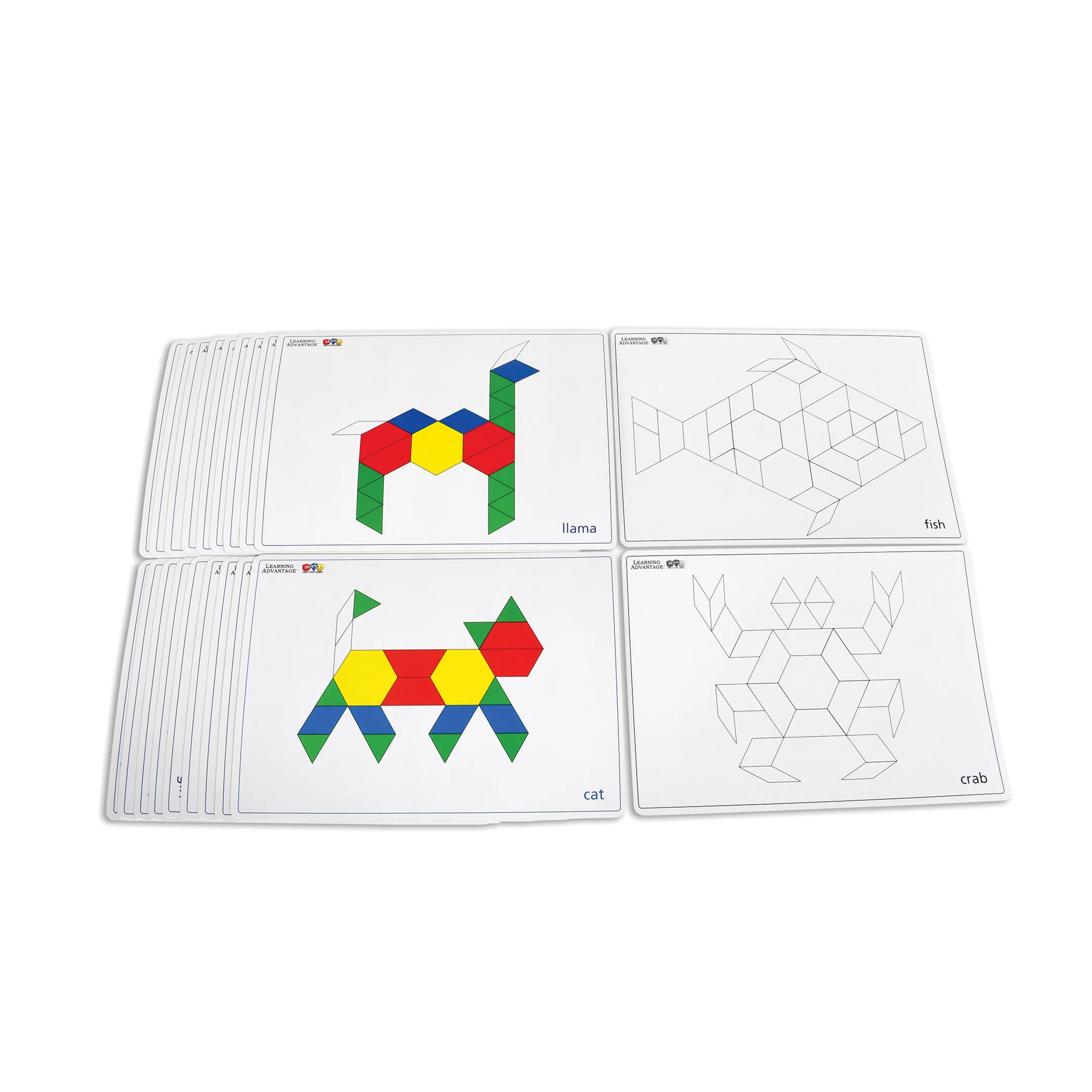 Learning Advantage Geometric Pattern Block Cards - 20 Double-Sided Activity Cards - Image 3