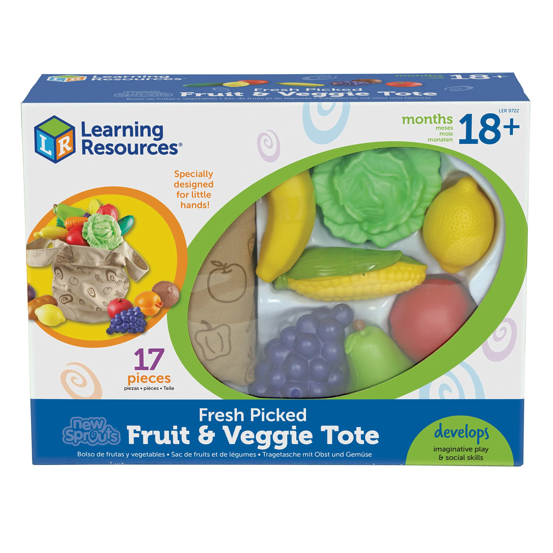 Learning Resources 17pc Fresh Picked Fruit & Veggie Tote - Image 2