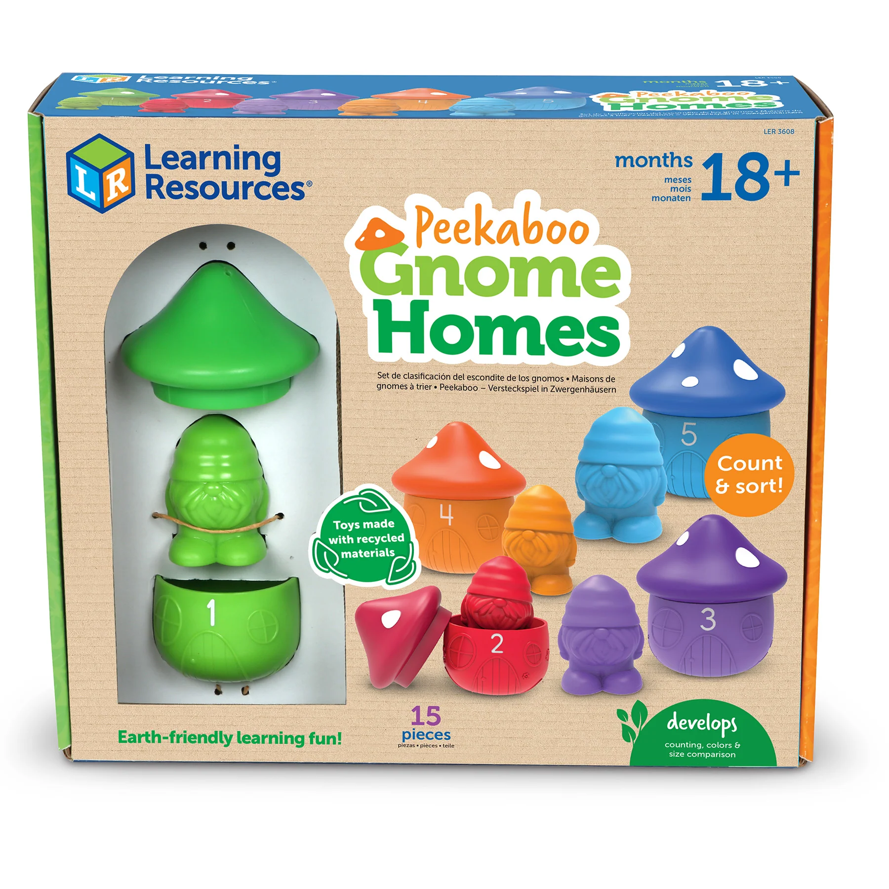 Learning Resources Peekaboo Gnome Homes - Colorful Playset for Toddlers - Image 2