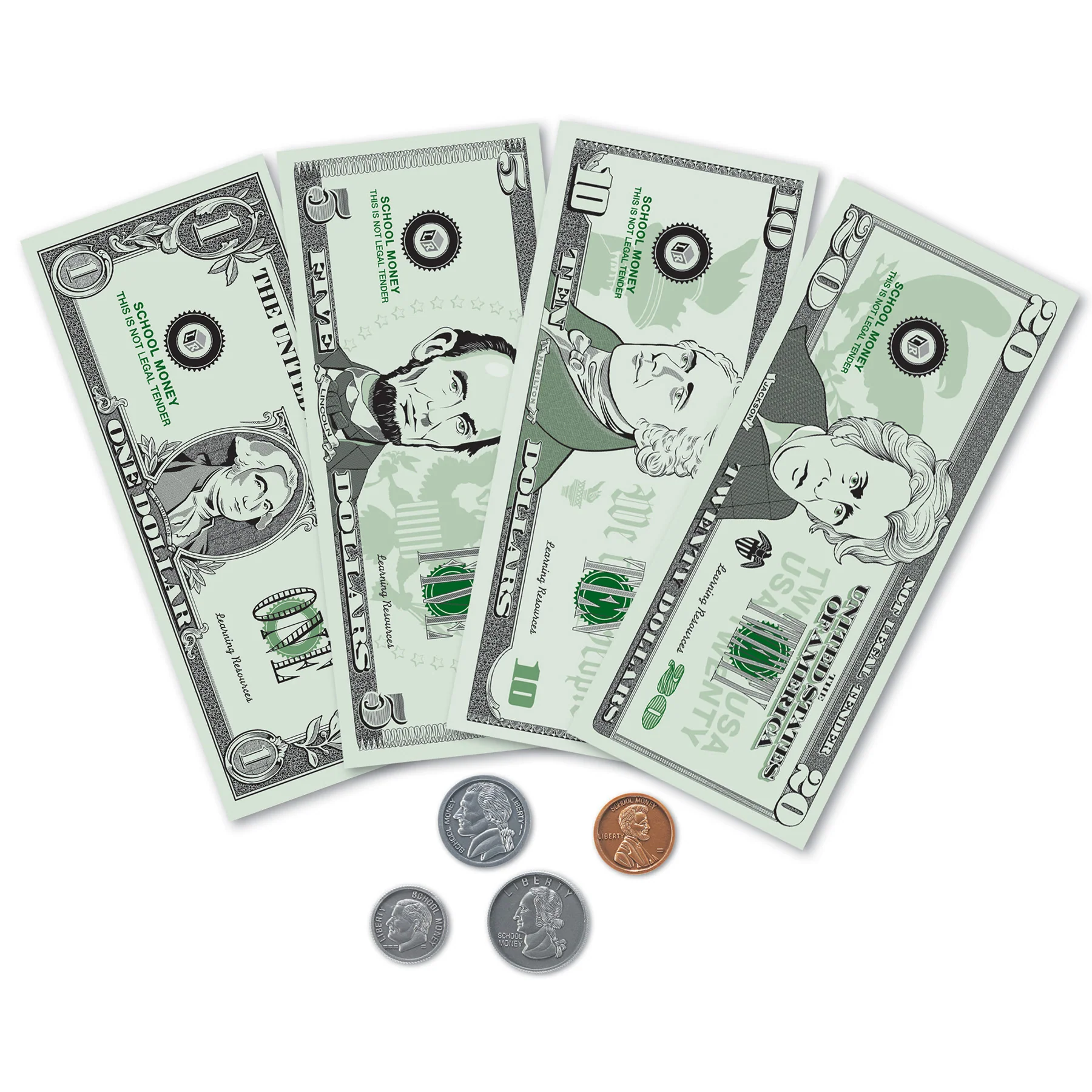 Learning Resources Pretend and Play Money - 300 Pieces of Play Bills and Coins - Image 4