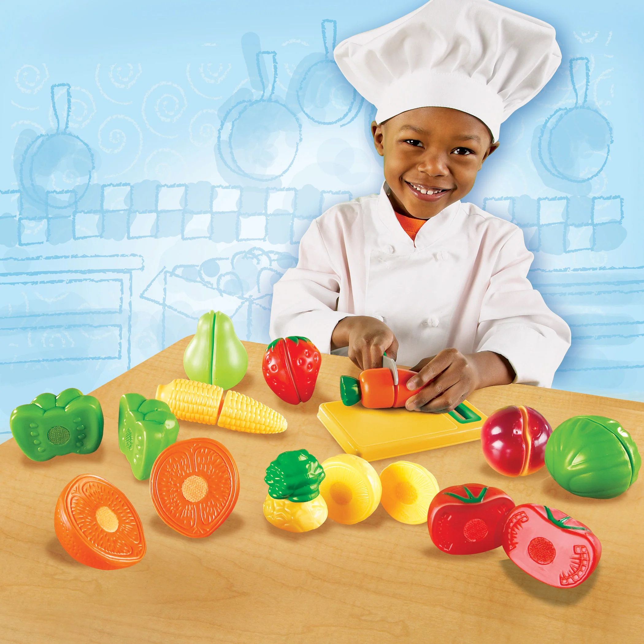 Learning Resources Pretend & Play Sliceable Fruits & Veggies Set - Image 3