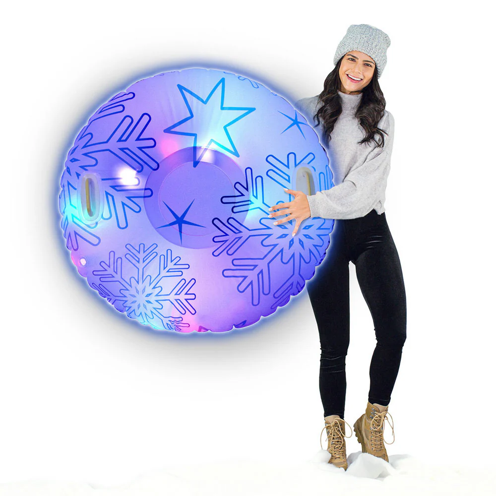 SnowCandy Illuminated LED Snowflakes Snow Tube - 46" Blue & Silver