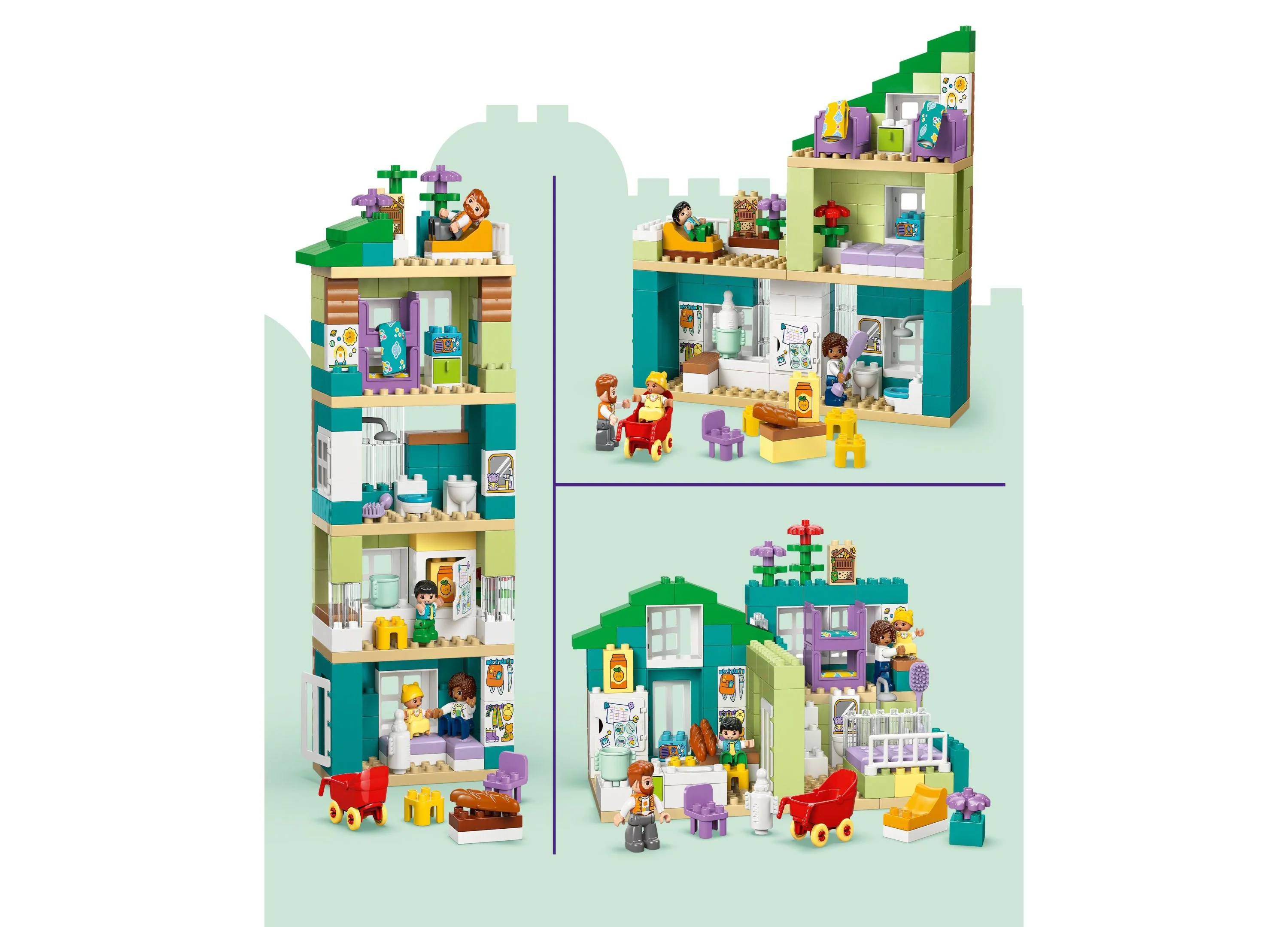 LEGO DUPLO Town Modern Family House 3-in-1 Building Kit, 166 Pieces - Image 2