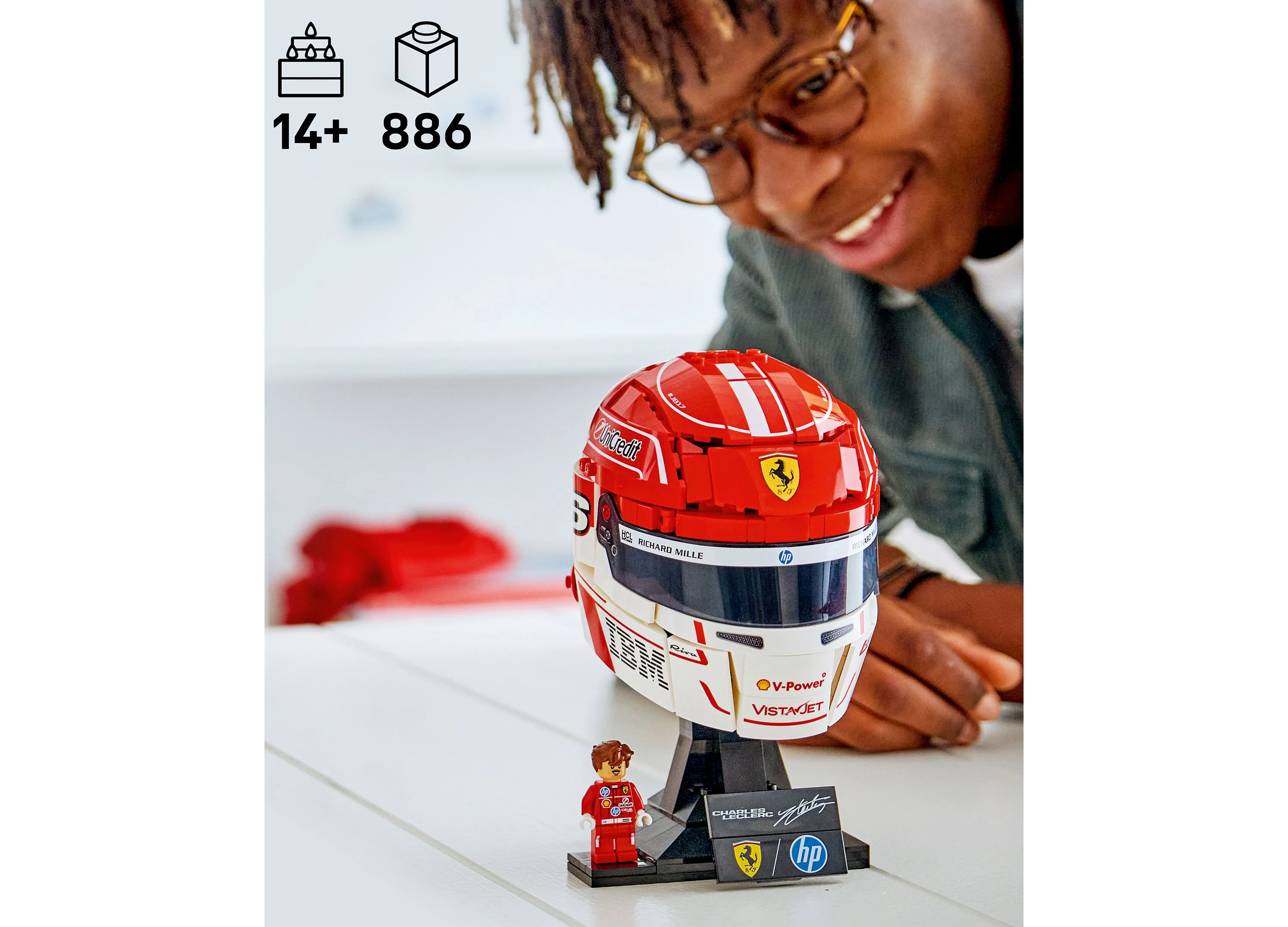 LEGO Editions Scuderia Ferrari Charles Leclerc Helmet Building Set, 886 Pieces - Image 2