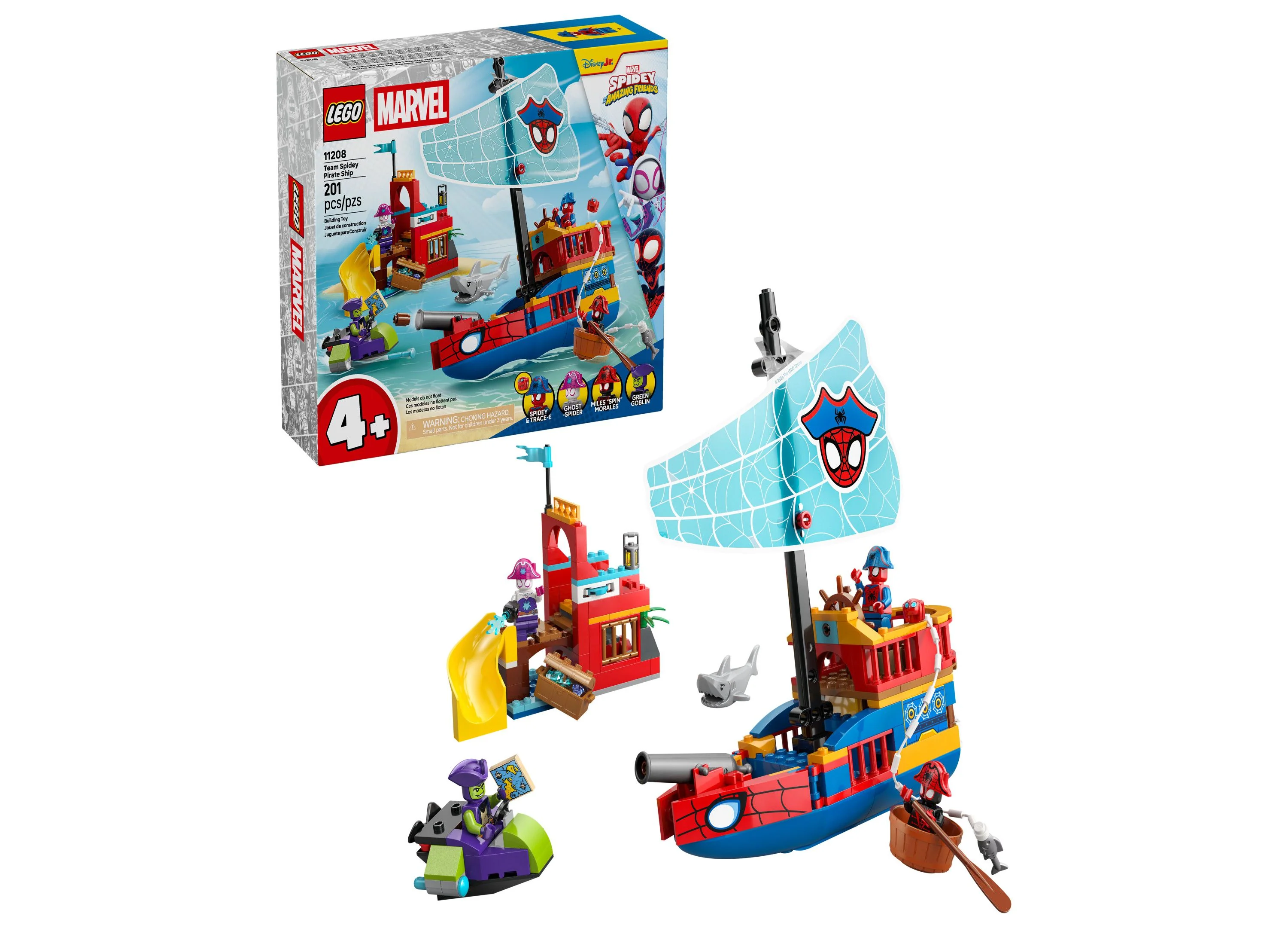 LEGO Marvel Spidey Pirate Ship Adventure Building Kit 11208, 201 Pieces