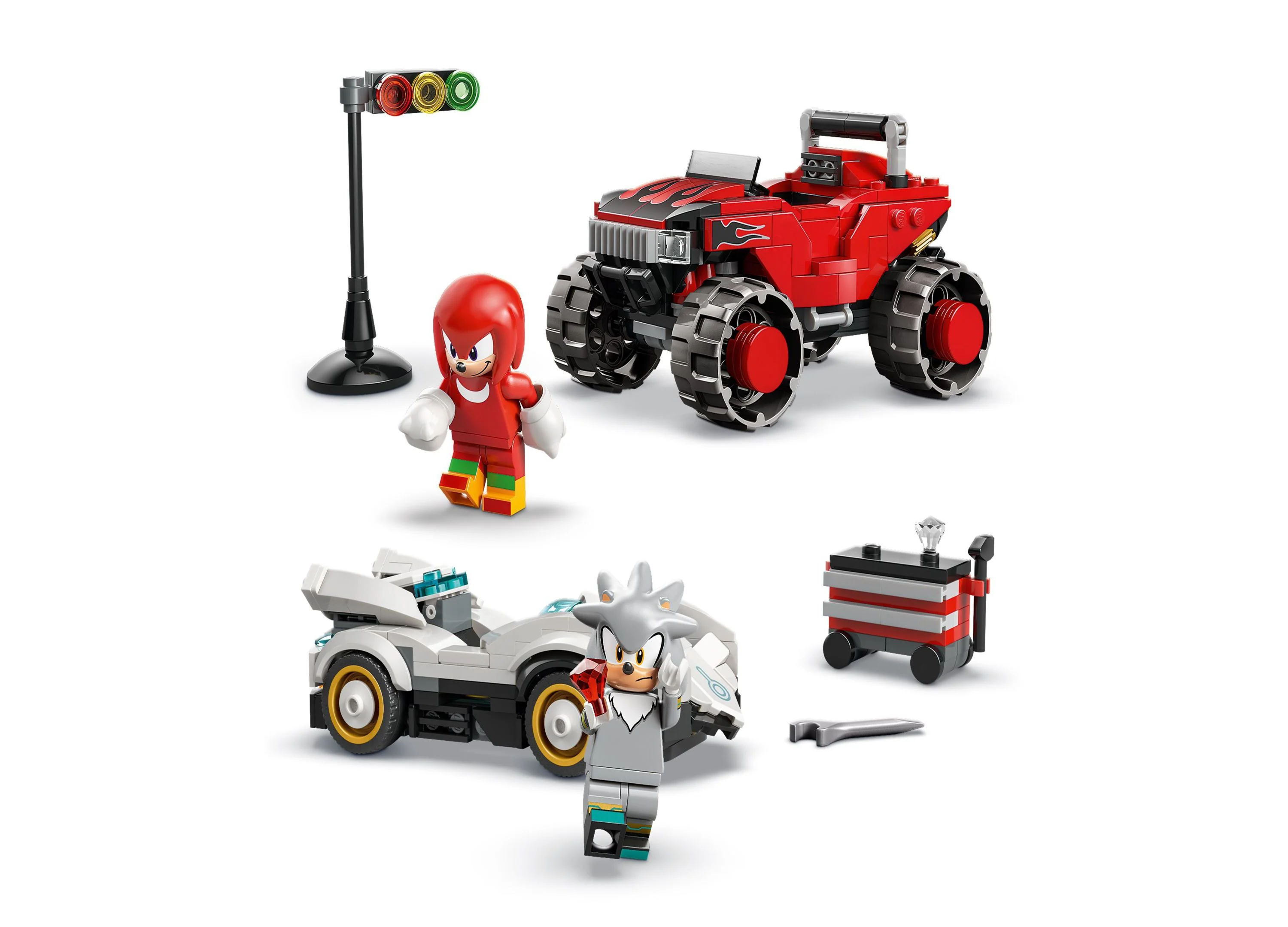 LEGO Sonic Silver's Car vs. Knuckles' Monster Truck Set 77118, 378 Pieces - Image 2