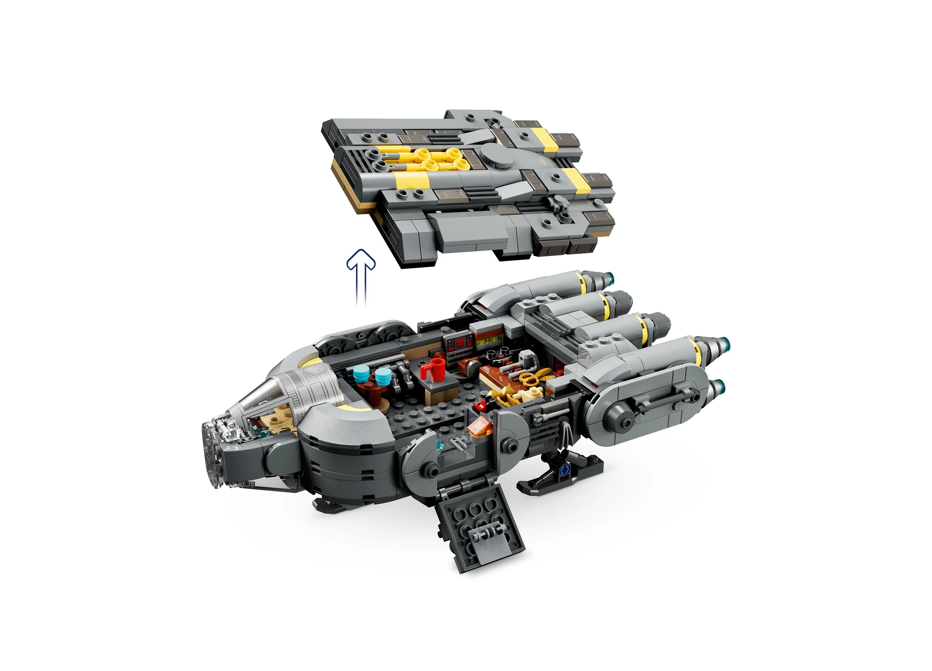 LEGO Star Wars The Mandalorian and Grogu Anzellan Starship Building Set, 701 Pieces - Image 6