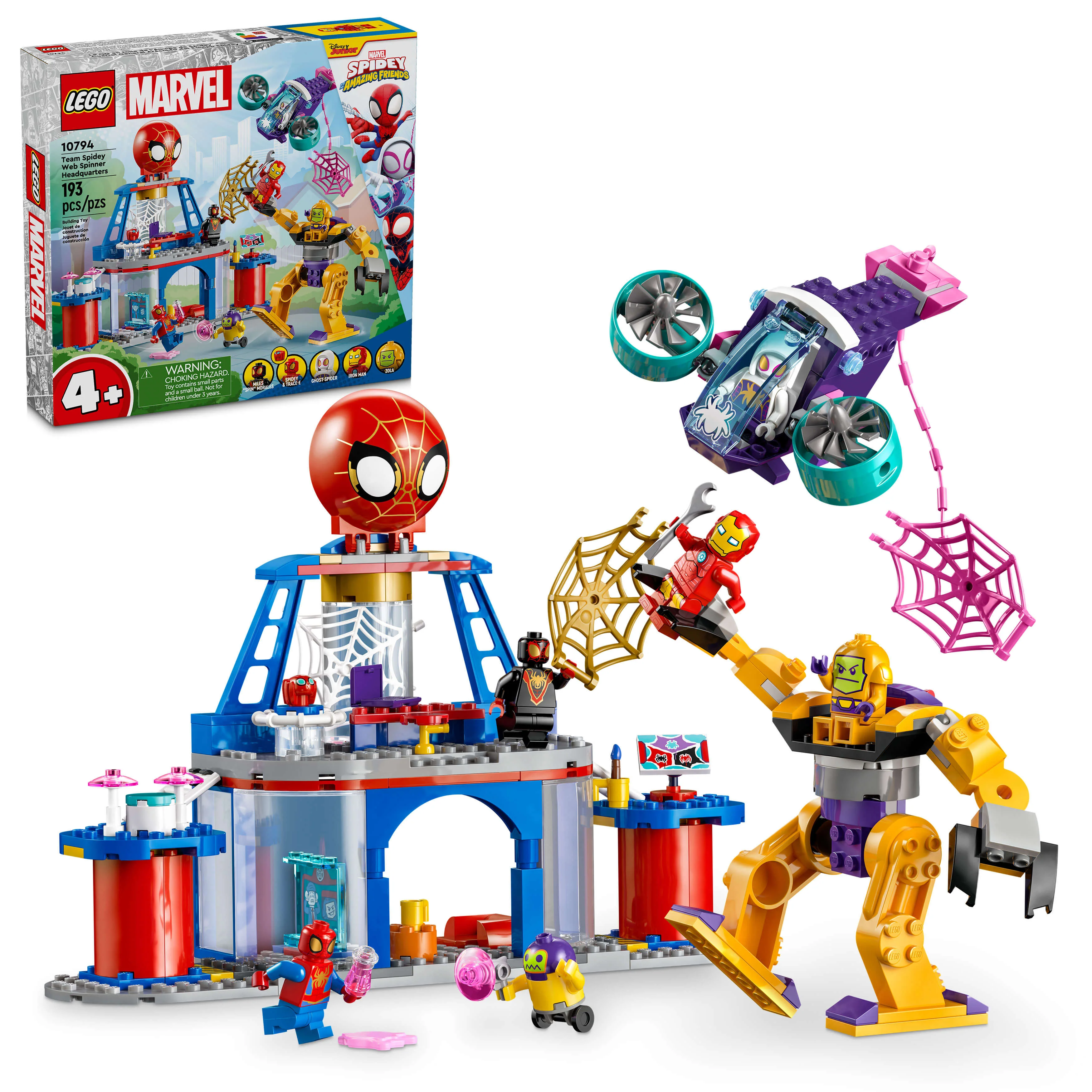 LEGO Marvel 4+ Team Spidey Web Spinner Headquarters 193-Piece Playset 10794